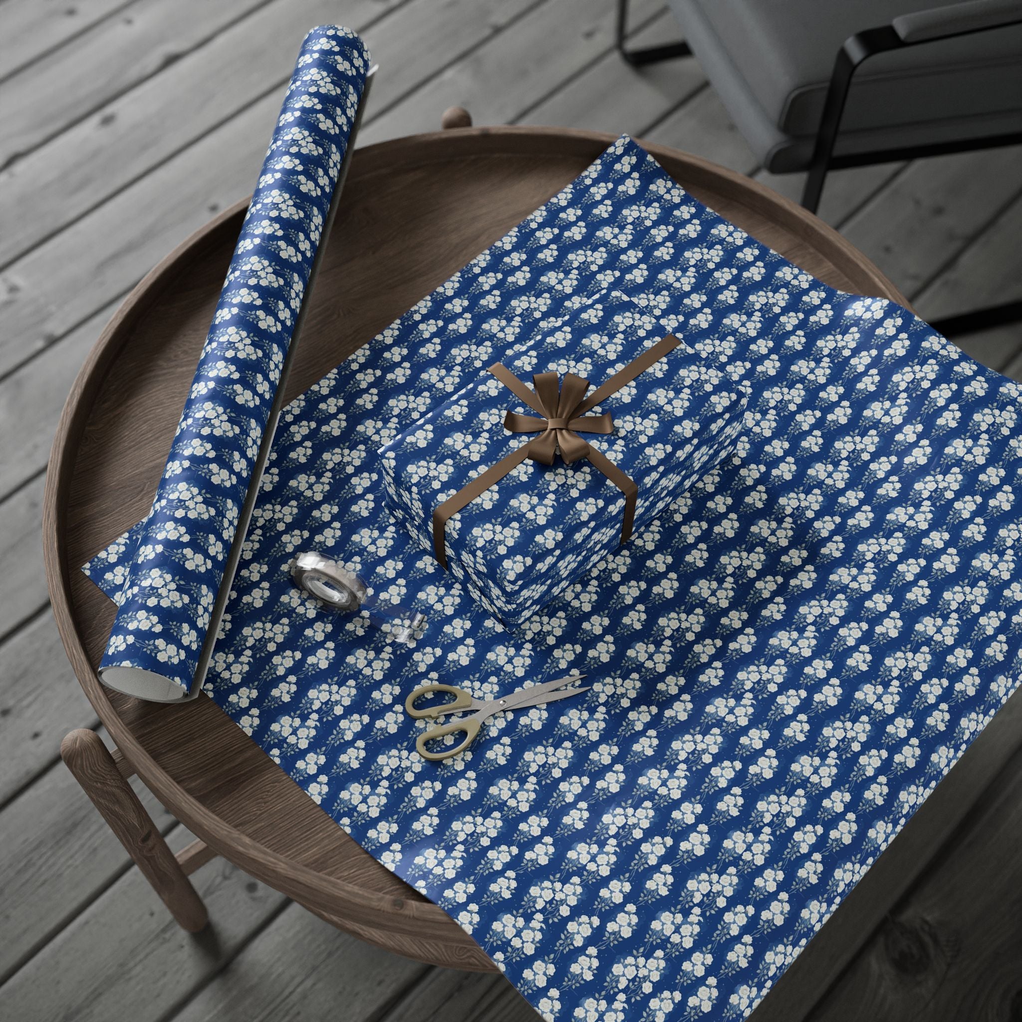White Rose Cascade Pattern — African American Gift Wrap by Family Wrap Co.