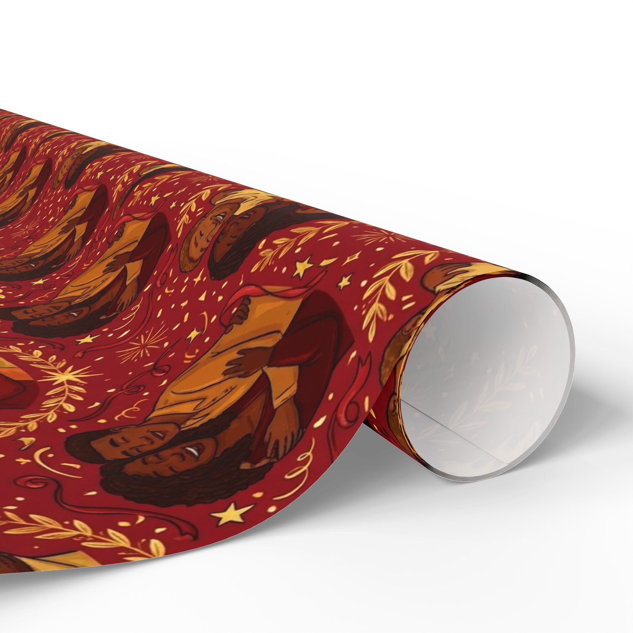 Crimson & Gold Festive Families Wrapping Paper — Family Wrap Co.