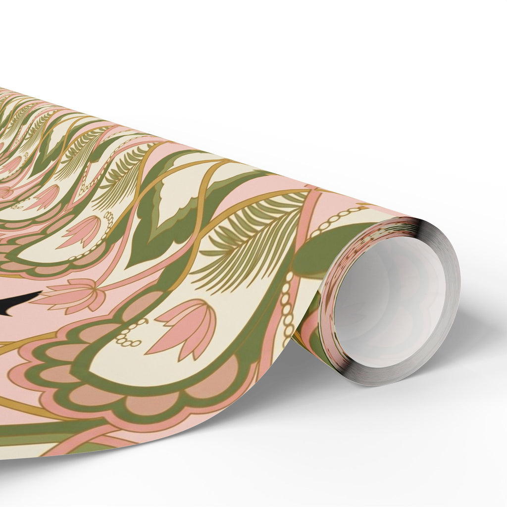 Pink & Green Deco Bloom Silhouettes Gift Wrap — Family Wrap Co.
