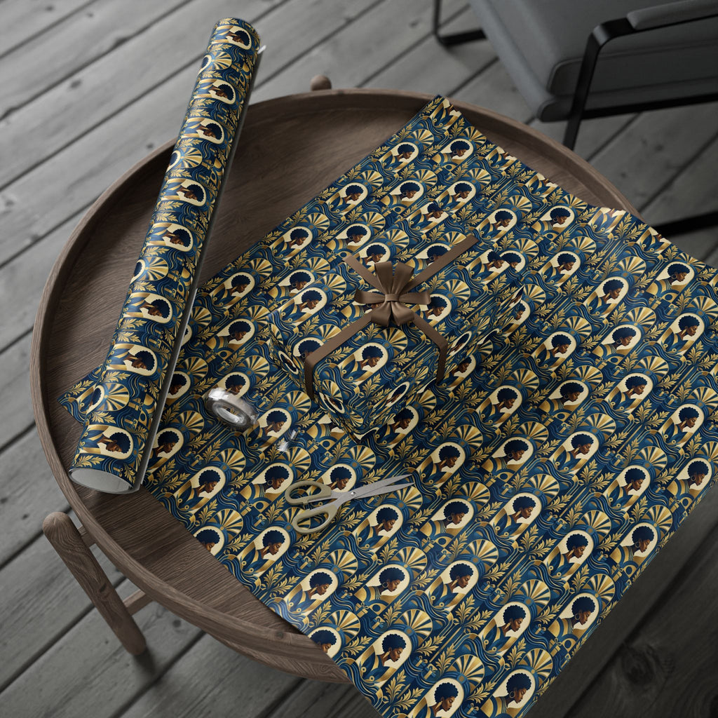 Blue & Gold Modern Muse Mosaic Wrapping Paper — Family Wrap Co.