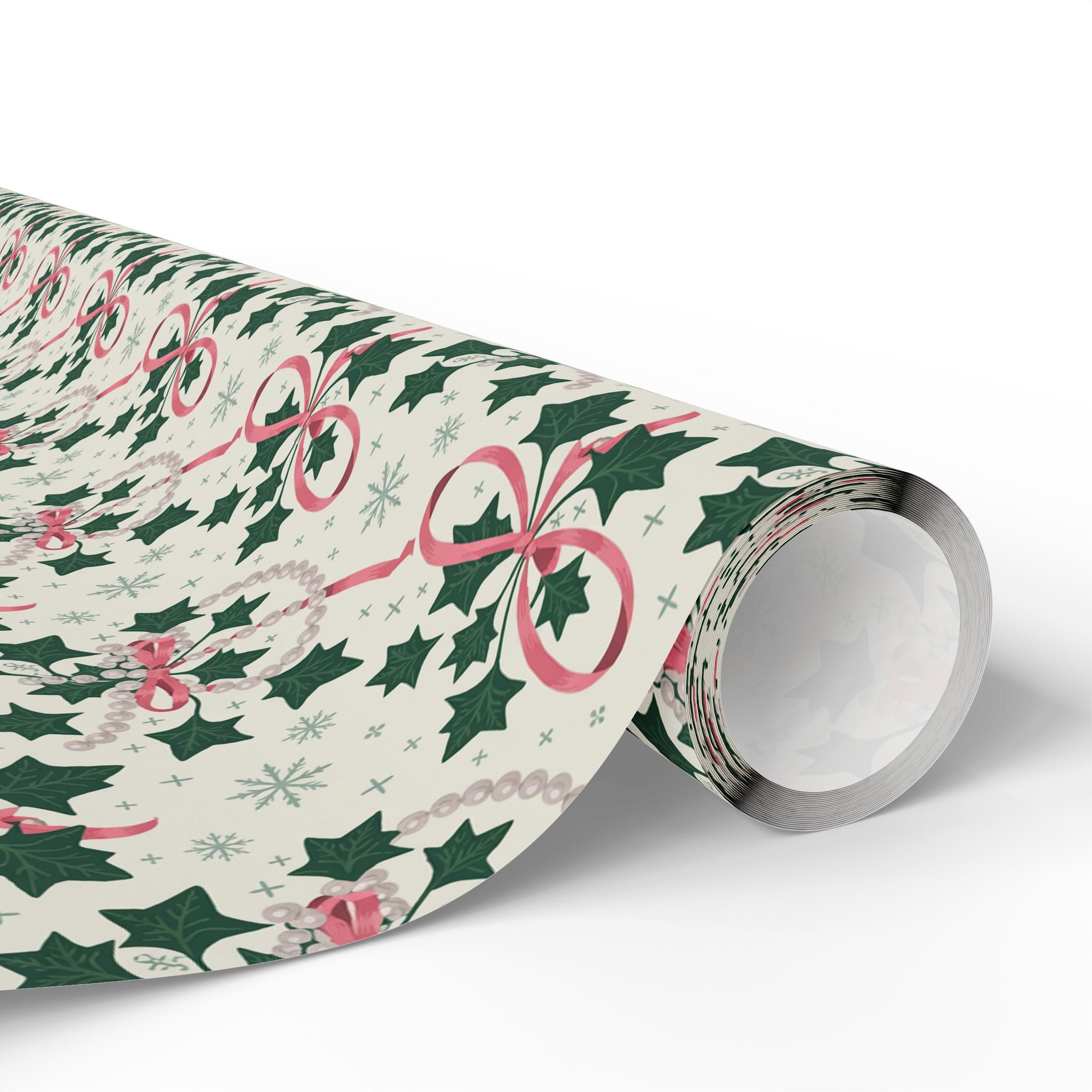 Mr. & Mrs. Claus Sweet Treats Pink & Green Holiday Wrapping Paper — Family Wrap Co.