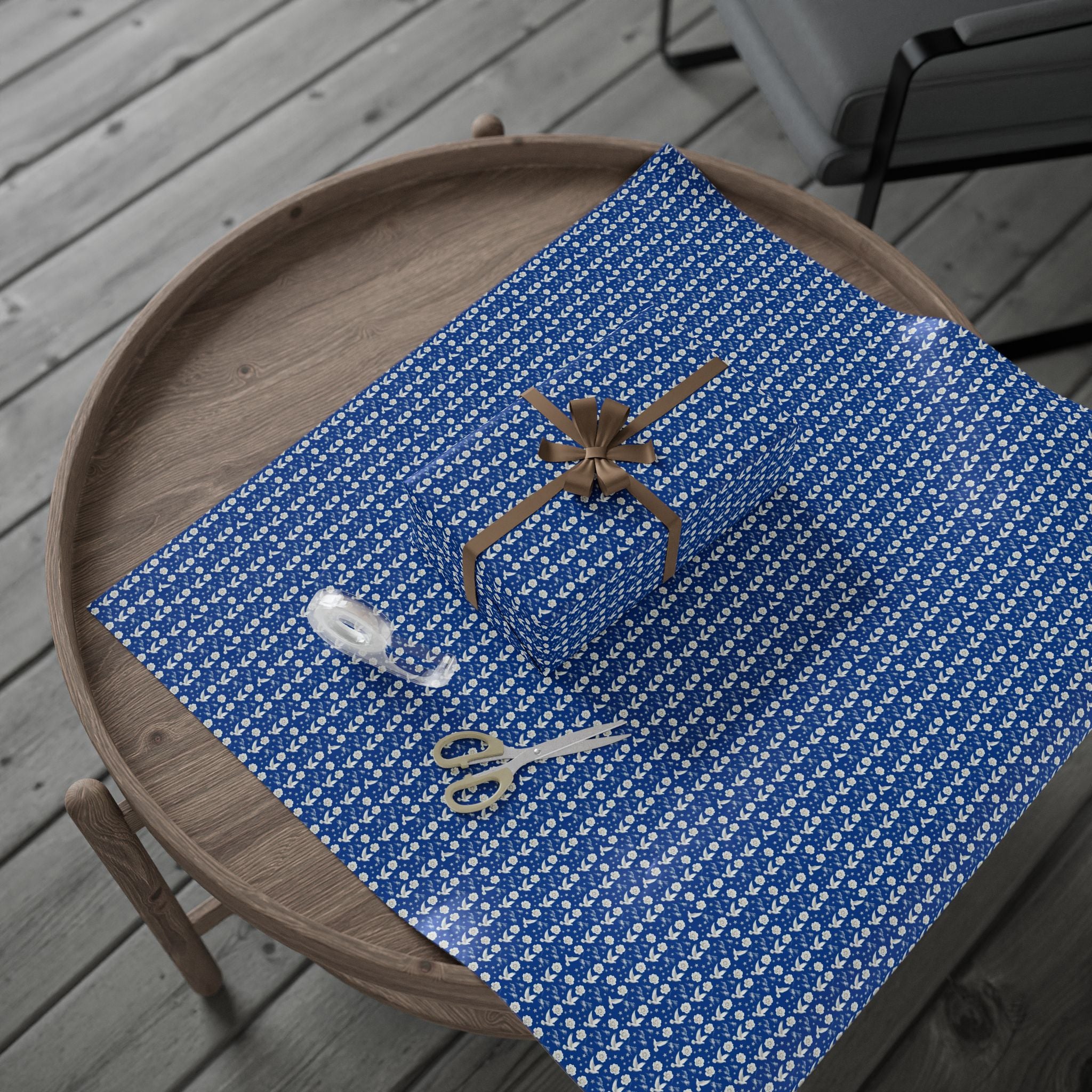 Royal Blue & White Cloud Garden -- Celestial Bloom — African American Gift Wrap by Family Wrap Co.