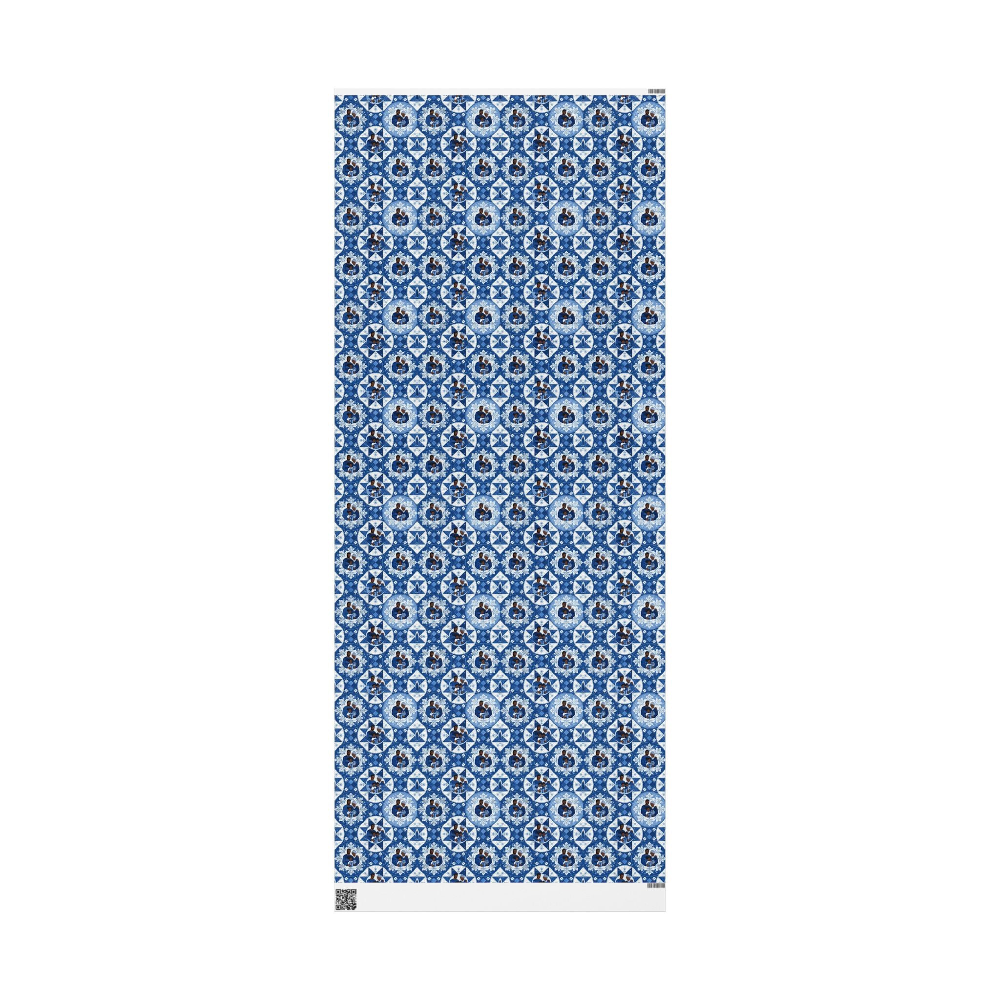 Royal Blue & White Snowflake Quilt Wrapping Paper — Family Wrap Co.