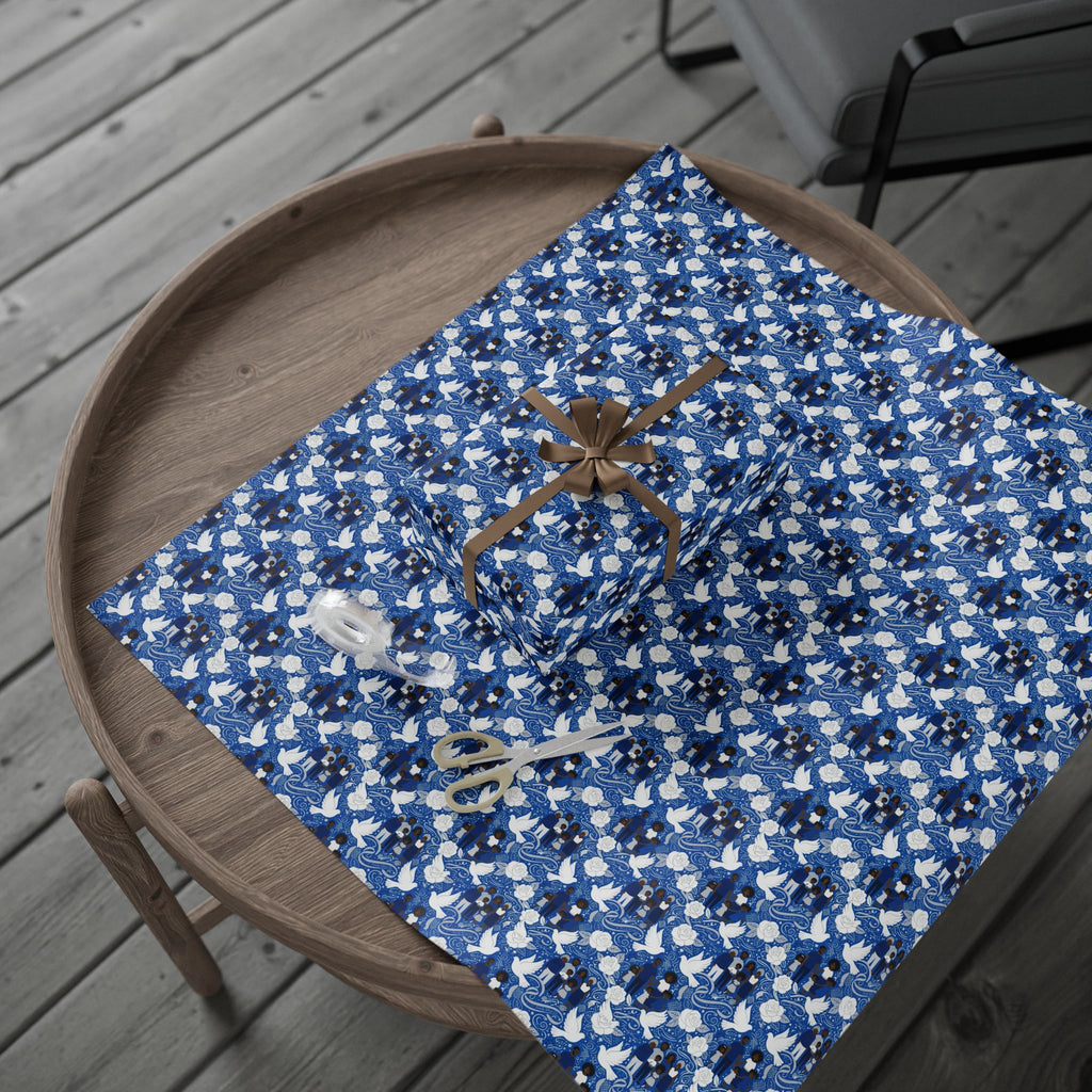 Blue & White Grace Family Collection — African American Gift Wrap by Family Wrap Co.