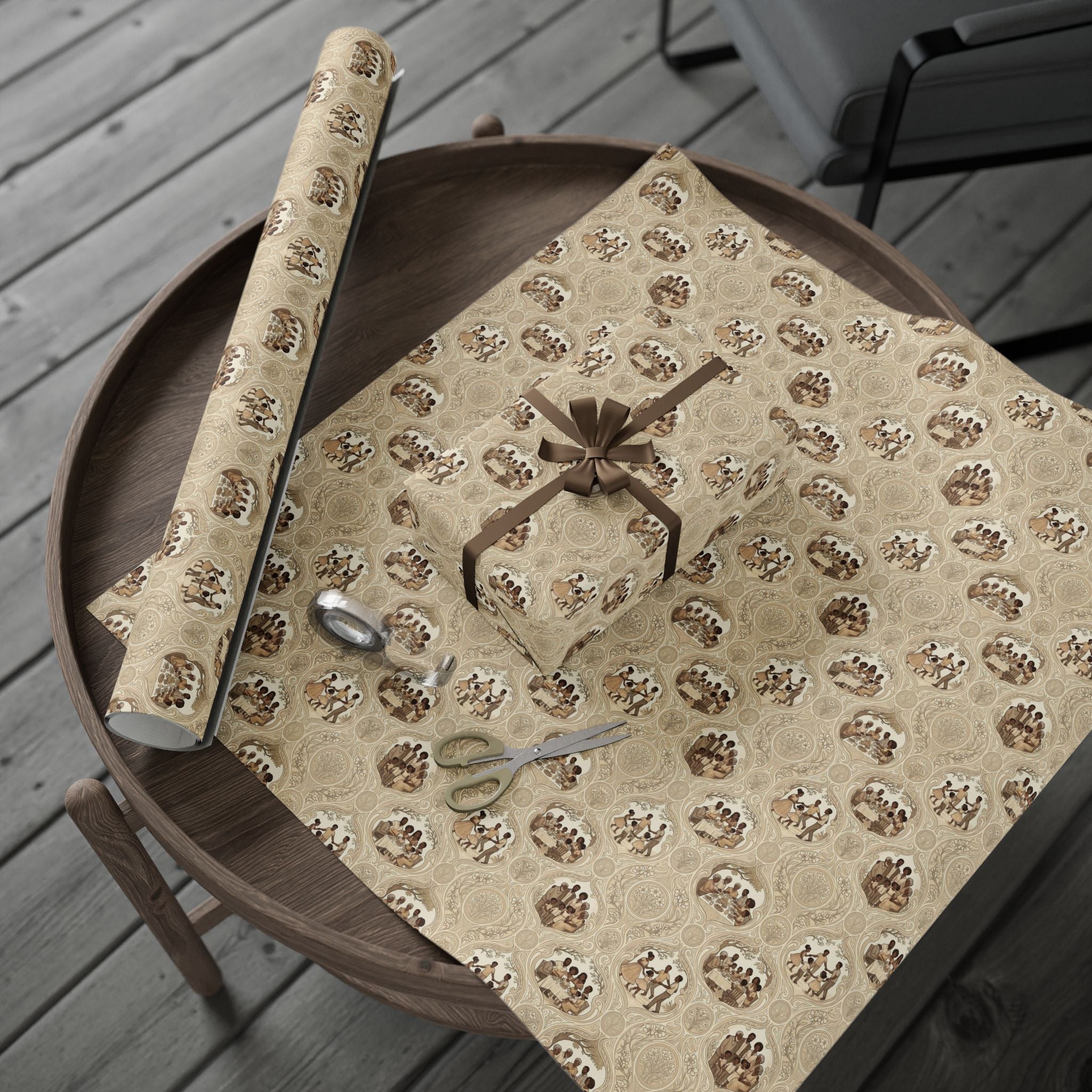 Family Reunion Celebration — Warm Neutrals Wrapping Paper — Family Wrap Co.