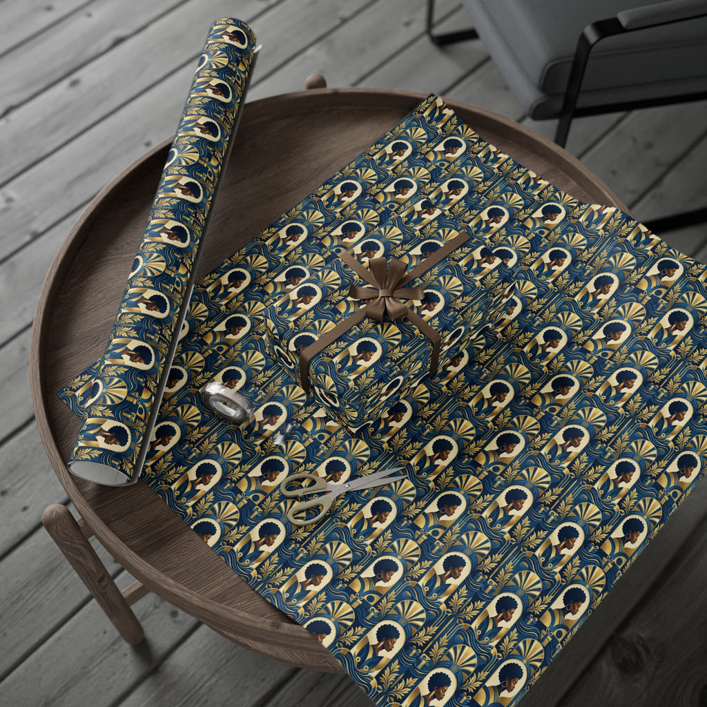 Blue & Gold Modern Muse Mosaic Wrapping Paper — Family Wrap Co.