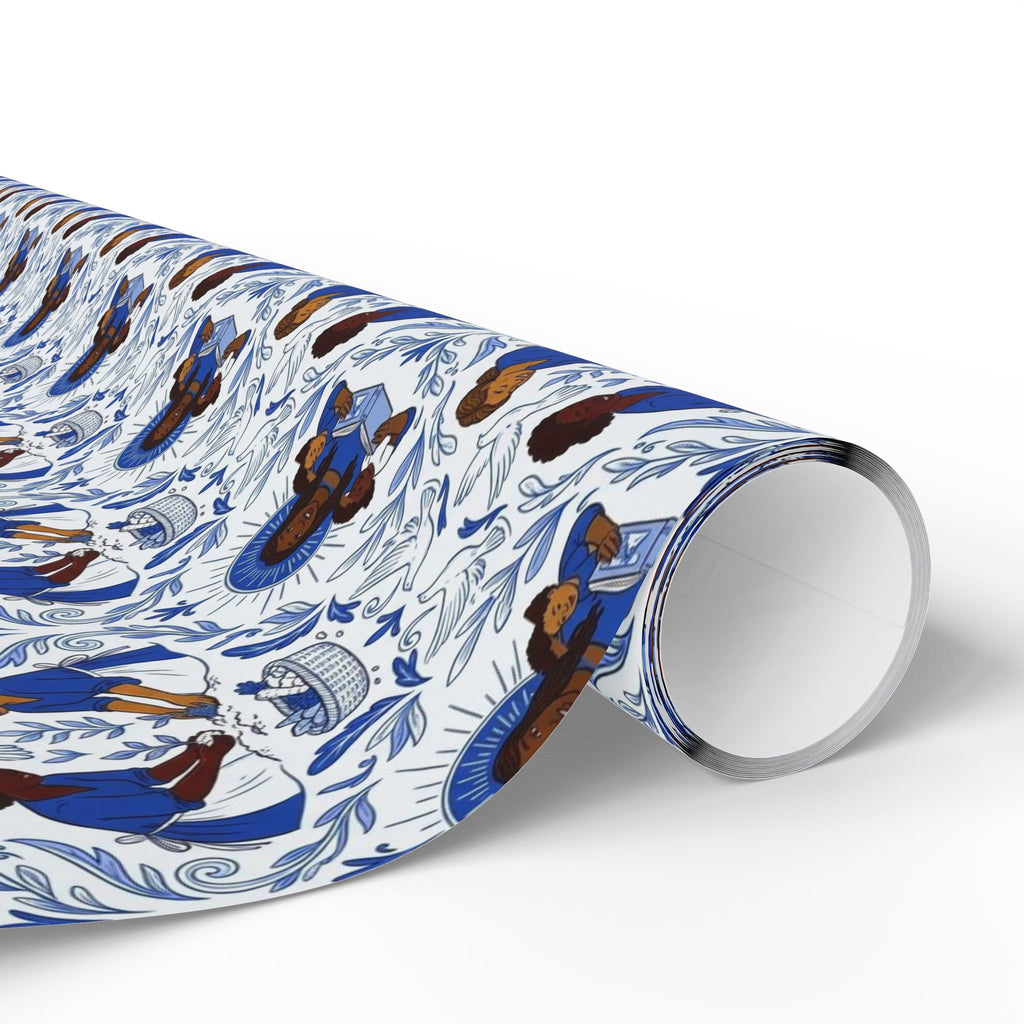Royal Blue & White Luxury Wrapping Paper — Family Wrap Co.