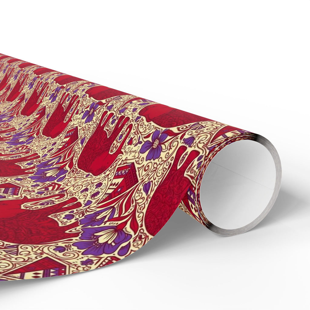Crimson & Cream Regal Pattern — African American Gift Wrap by Family Wrap Co.