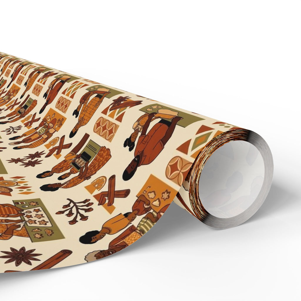 Holiday Baking Together — Burnt Sienna Warmth Wrapping Paper — Family Wrap Co.