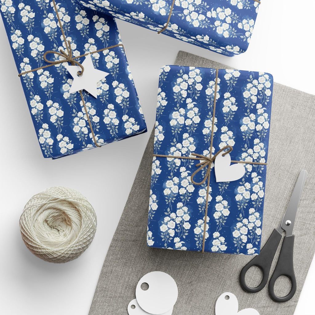 White Rose Cascade Pattern — African American Gift Wrap by Family Wrap Co.