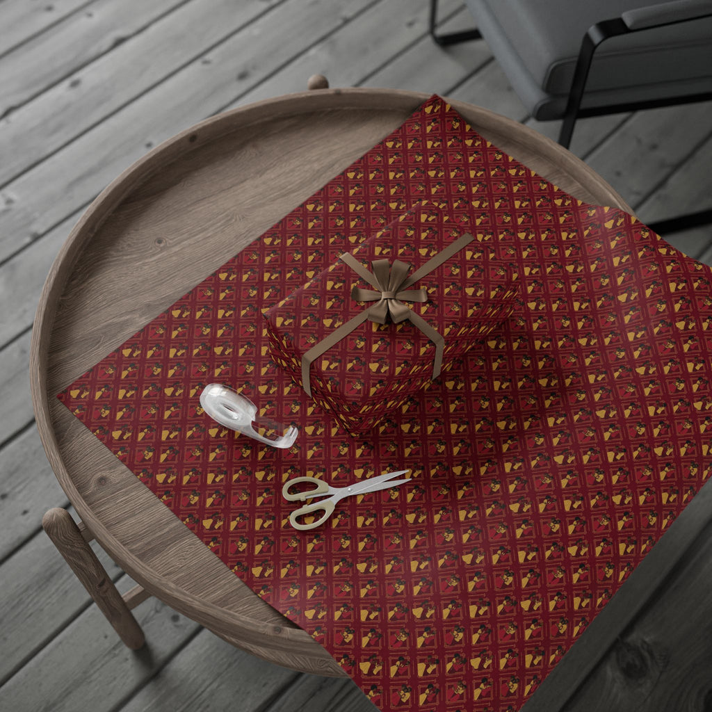 Crimson & Gold Diamond Cane — Family Warmth — African American Gift Wrap by Family Wrap Co.