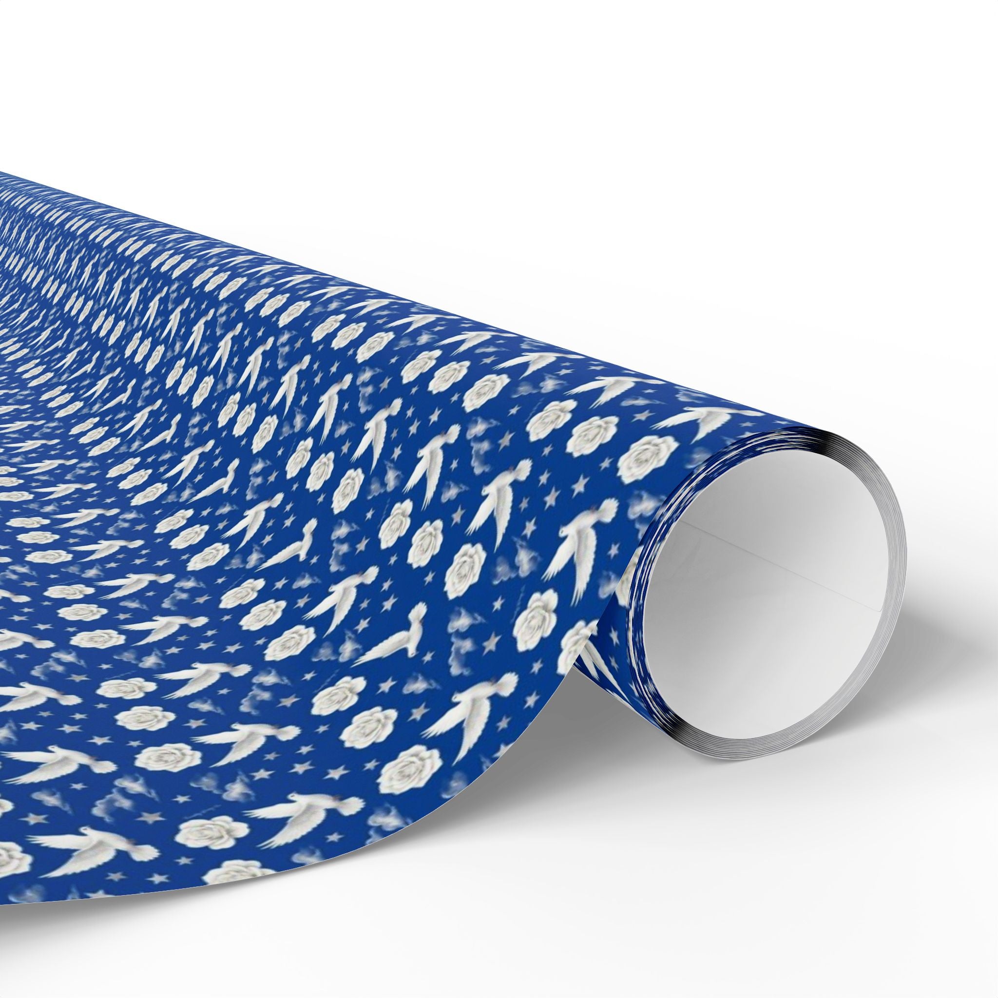 Royal Blue & White Cloud Garden -- Celestial Bloom — African American Gift Wrap by Family Wrap Co.