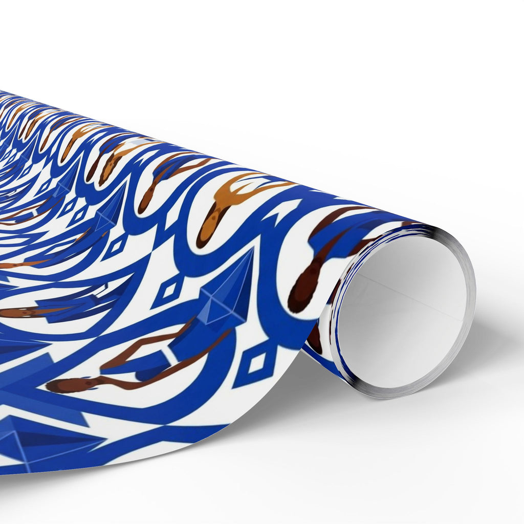 Royal Blue & White Geometric Elegance Wrapping Paper — Family Wrap Co.