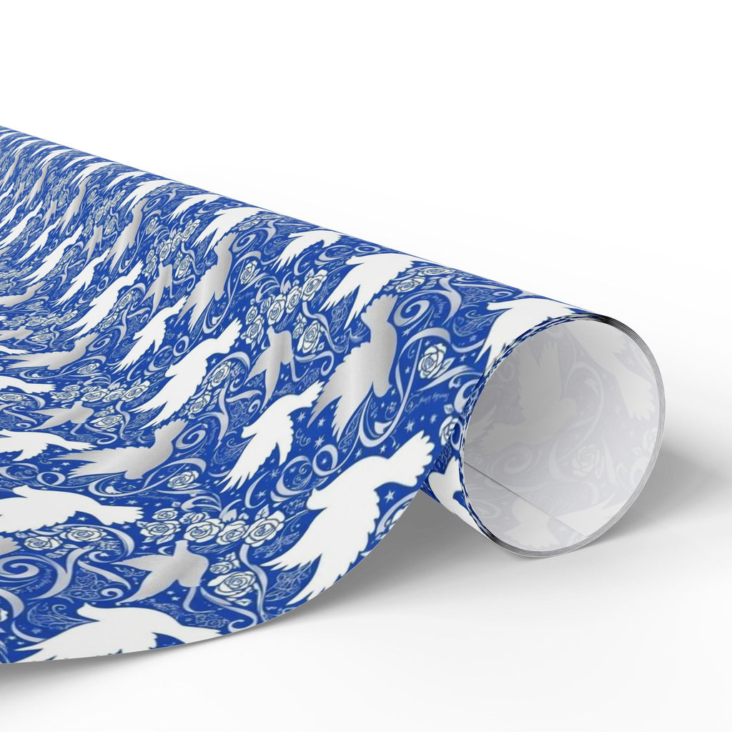 Royal Blue & White Dove Pattern — African American Gift Wrap by Family Wrap Co.