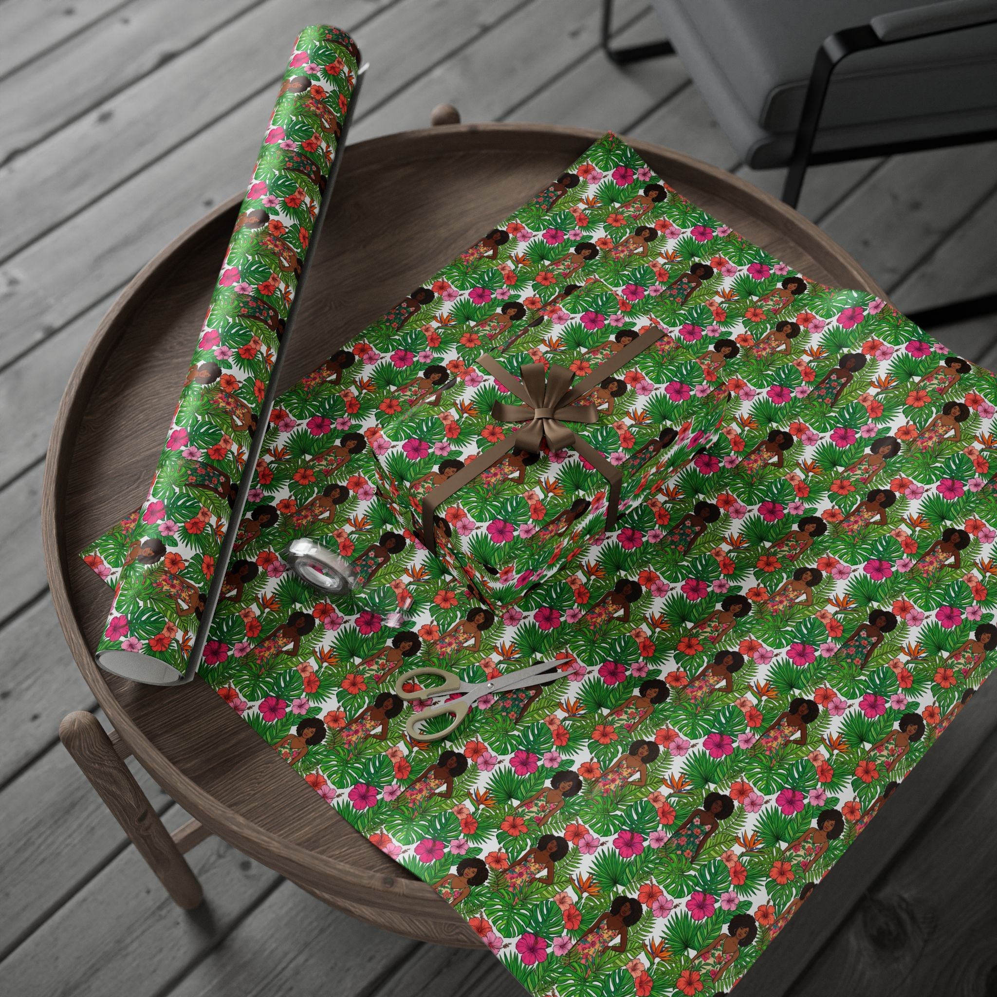 Pink & Green Botanical Garden Wrapping Paper — Family Wrap Co.