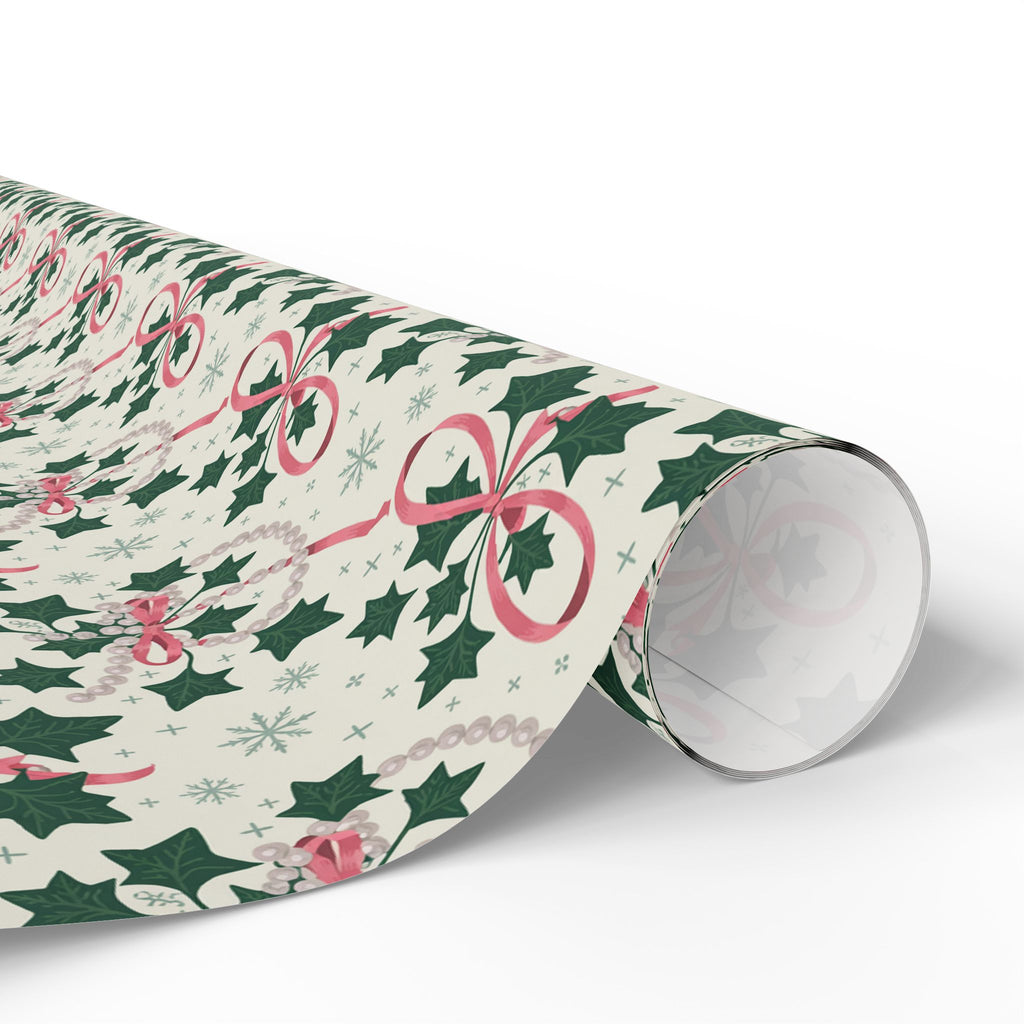 Mr. & Mrs. Claus Sweet Treats Pink & Green Holiday Wrapping Paper — Family Wrap Co.
