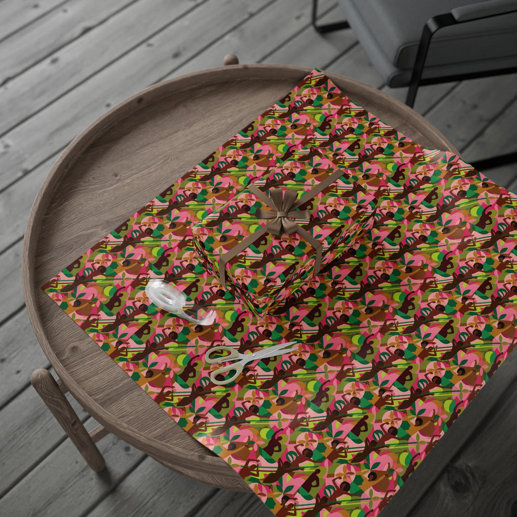 Pink & Green Abstract Figures Wrapping Paper — Family Wrap Co.