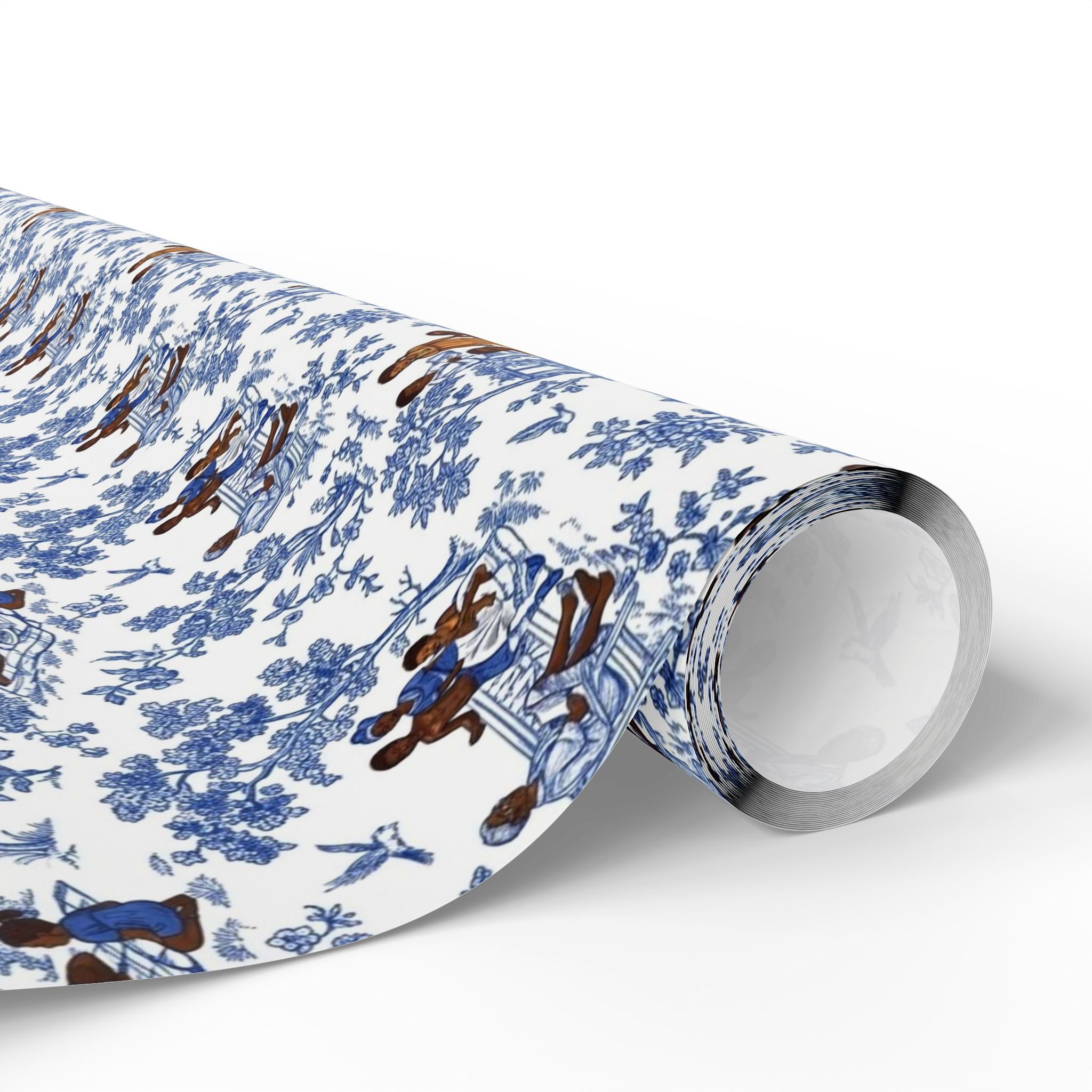 Royal Blue & White Toile Heritage Wrapping Paper — Family Wrap Co.