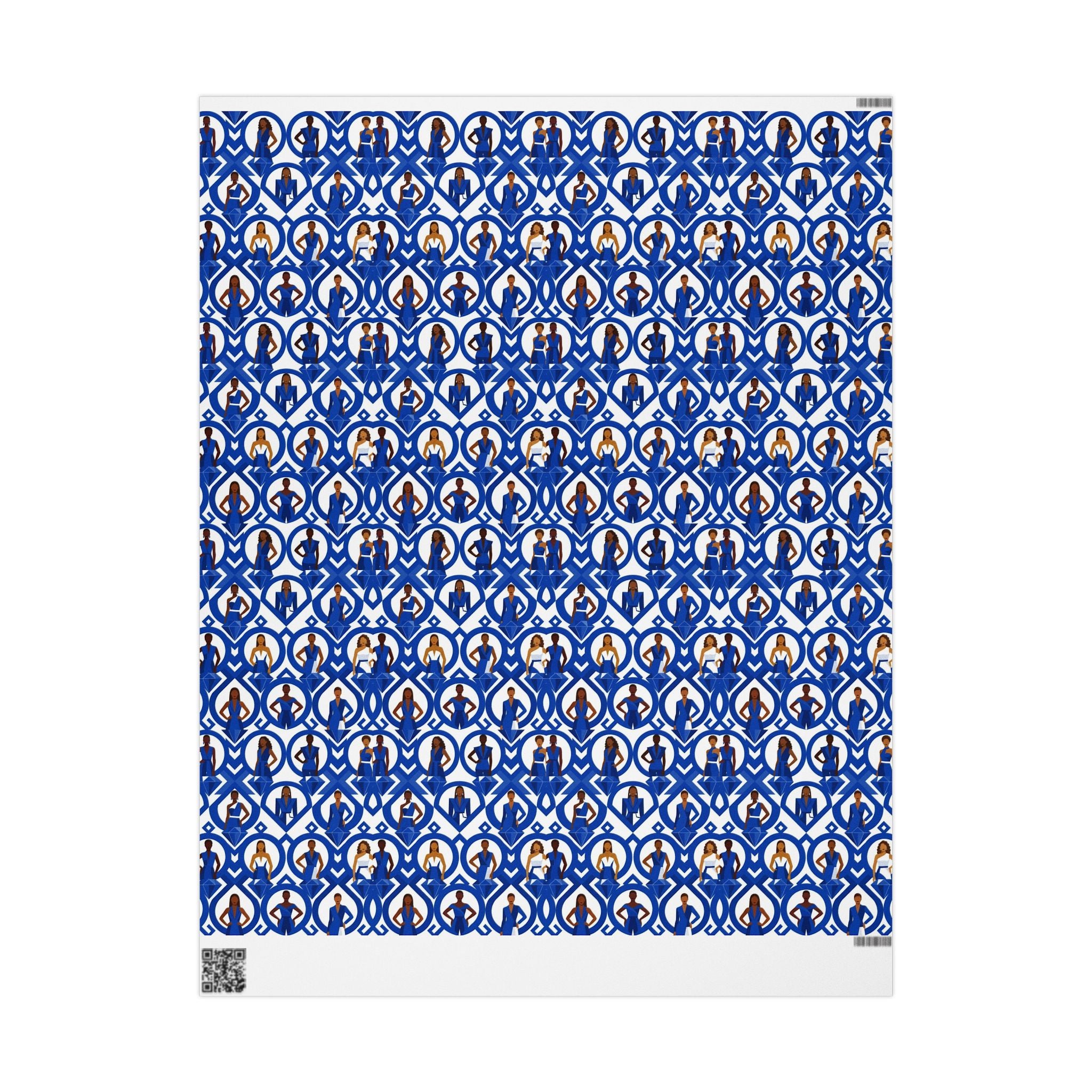 Royal Blue & White Geometric Elegance Wrapping Paper — Family Wrap Co.