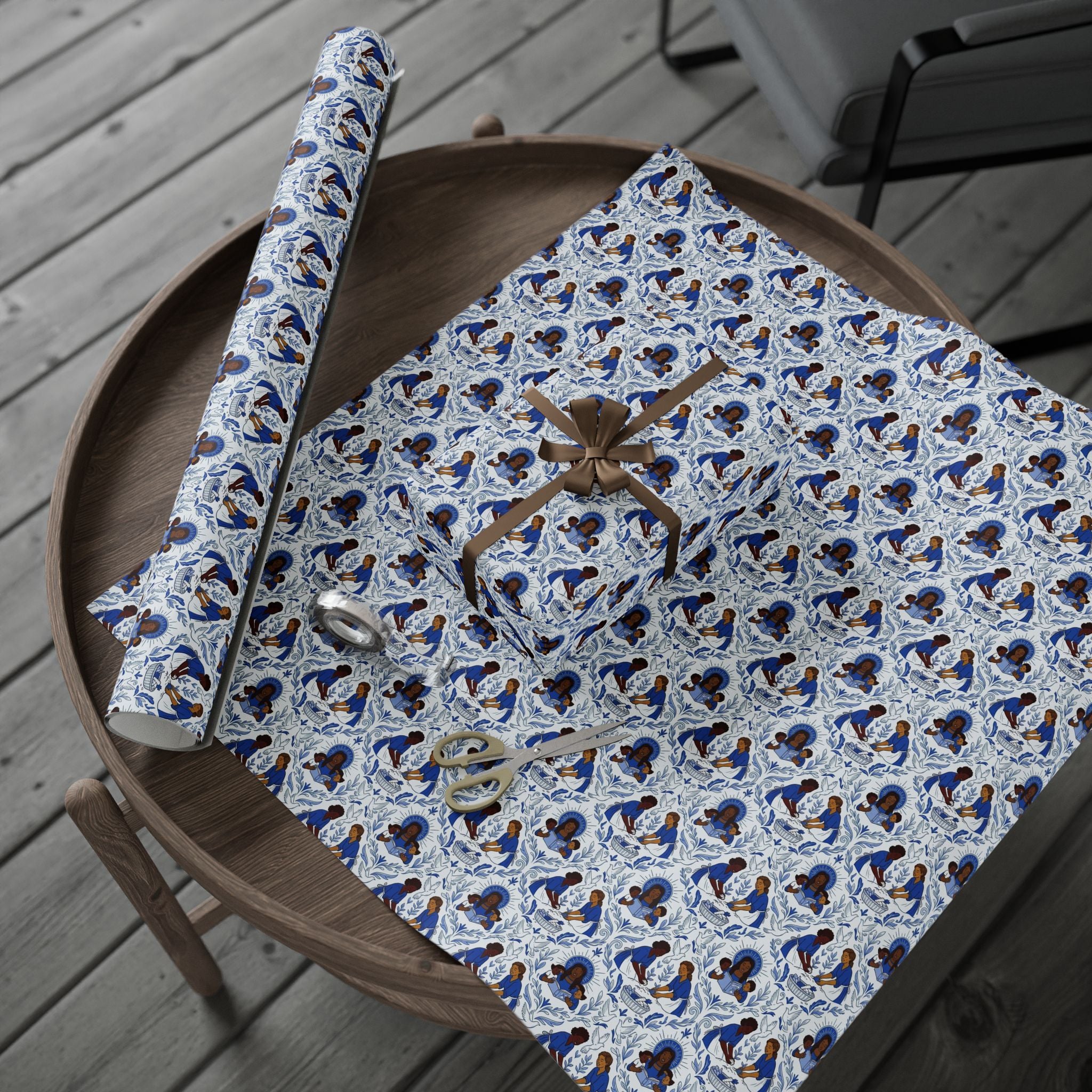 Royal Blue & White Luxury Wrapping Paper — Family Wrap Co.