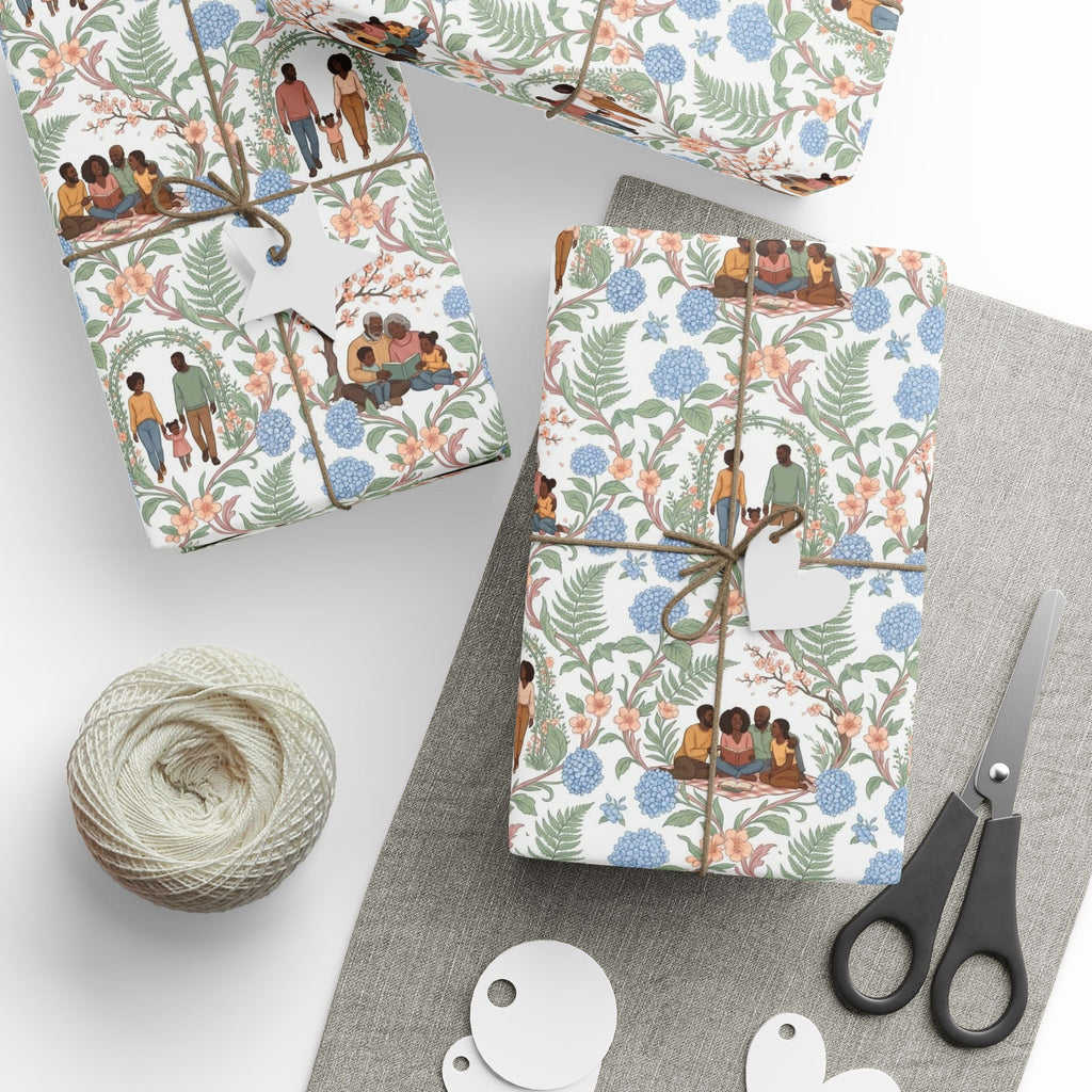 Grandparents & Grandchildren — Powder Blue Serenity Wrapping Paper — Family Wrap Co.