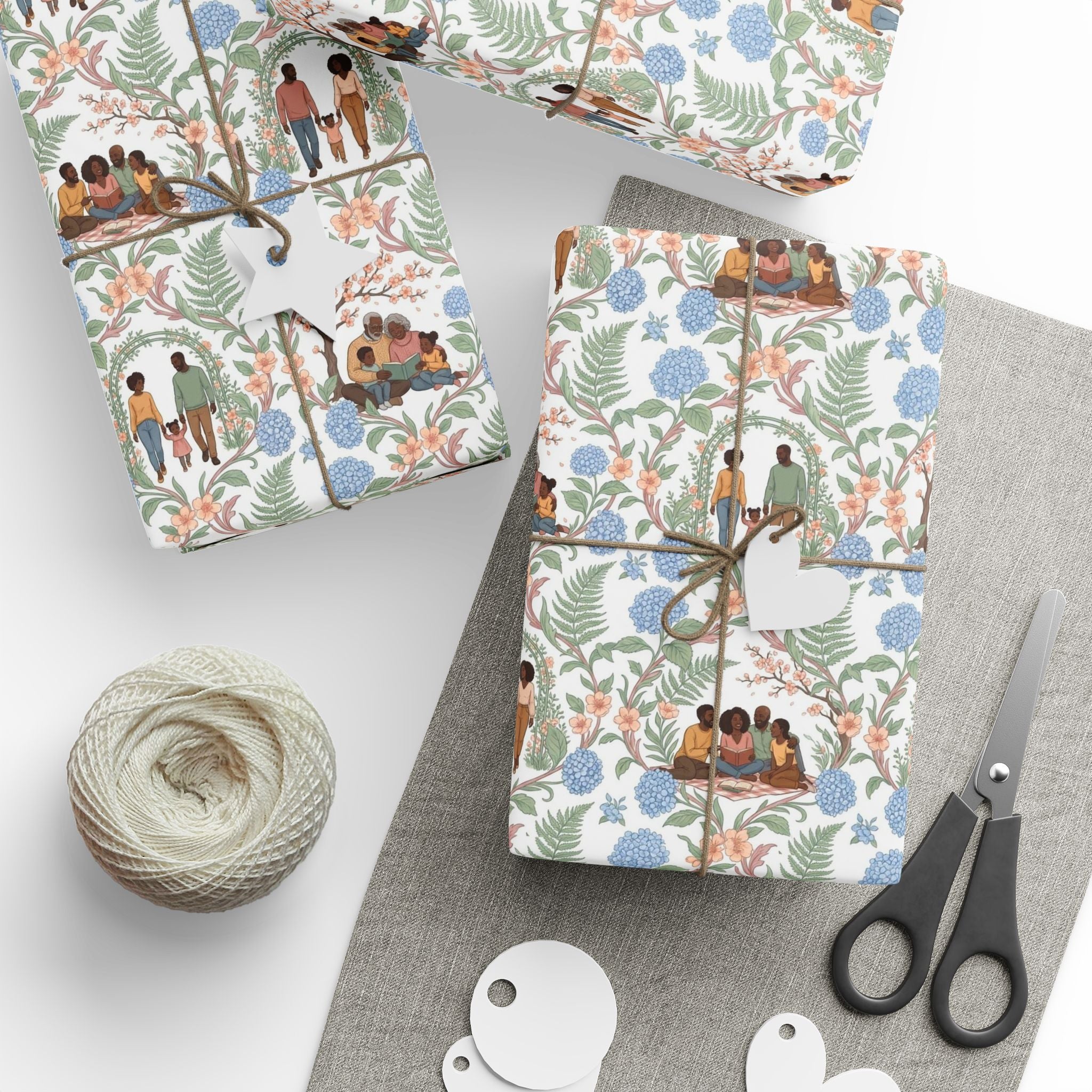 Grandparents & Grandchildren — Powder Blue Serenity Wrapping Paper — Family Wrap Co.