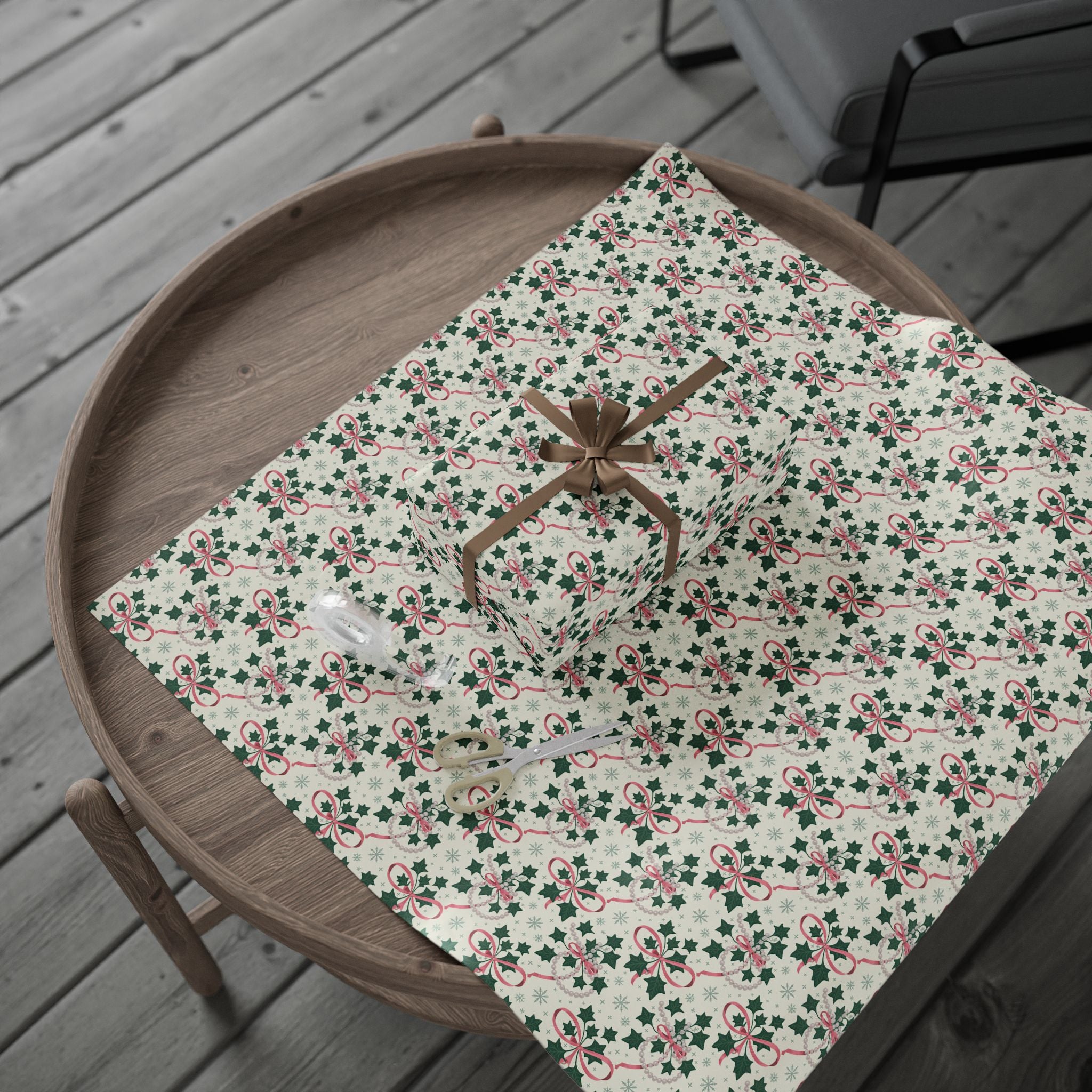 Mr. & Mrs. Claus Sweet Treats Pink & Green Holiday Wrapping Paper — Family Wrap Co.