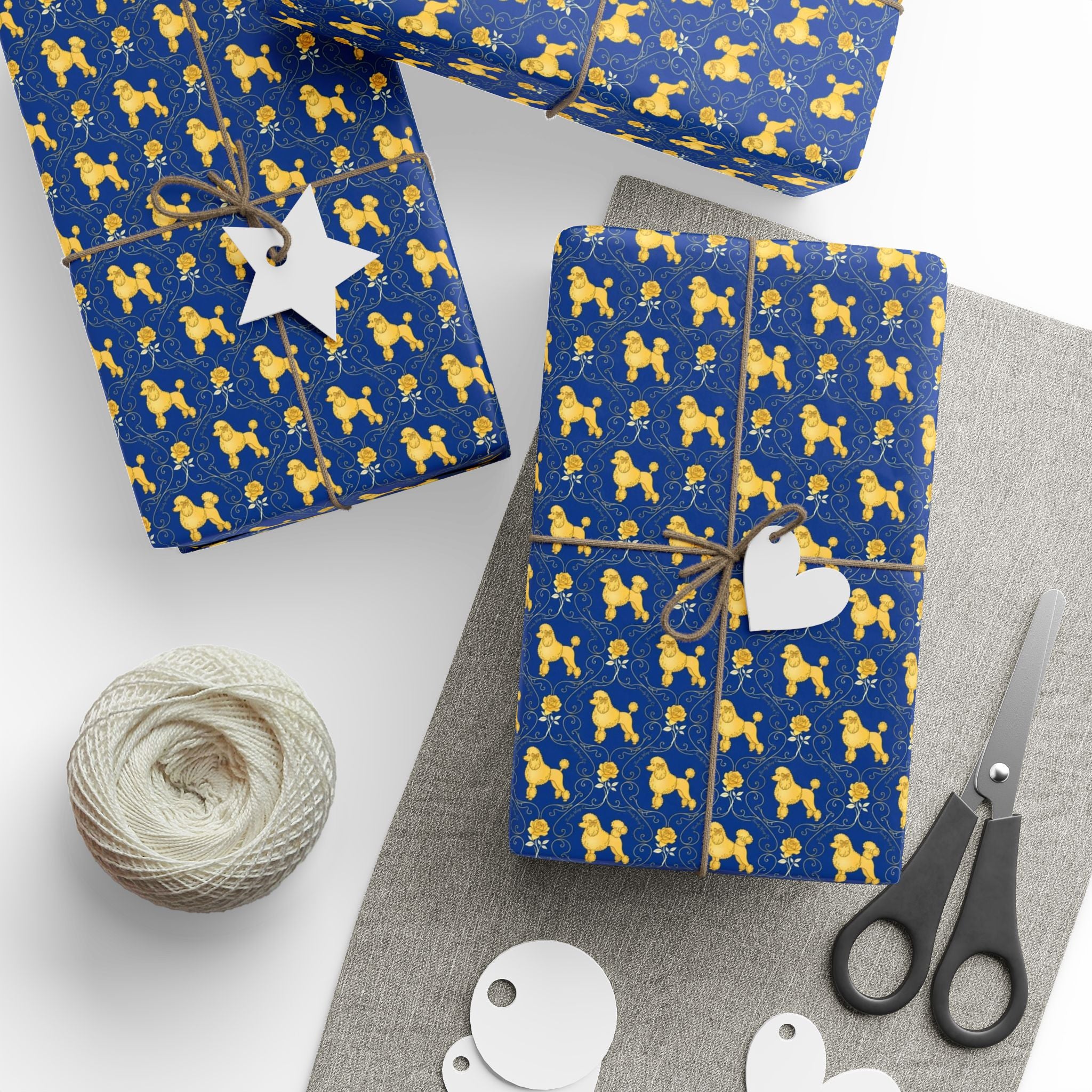 Golden Poodle & Yellow Rose Pattern — African American Gift Wrap by Family Wrap Co.