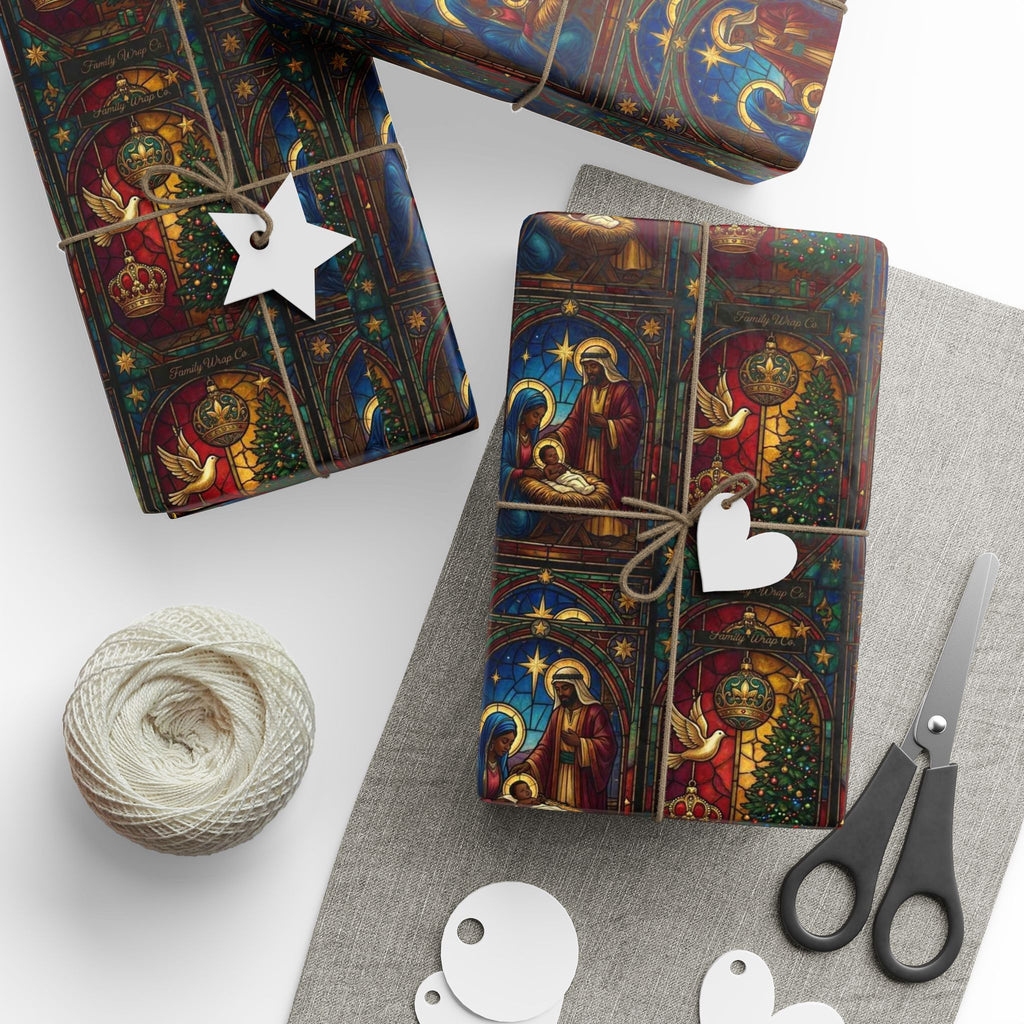 Jewel Tone Nativity Scene Christmas Gift Wrap — Family Wrap Co.
