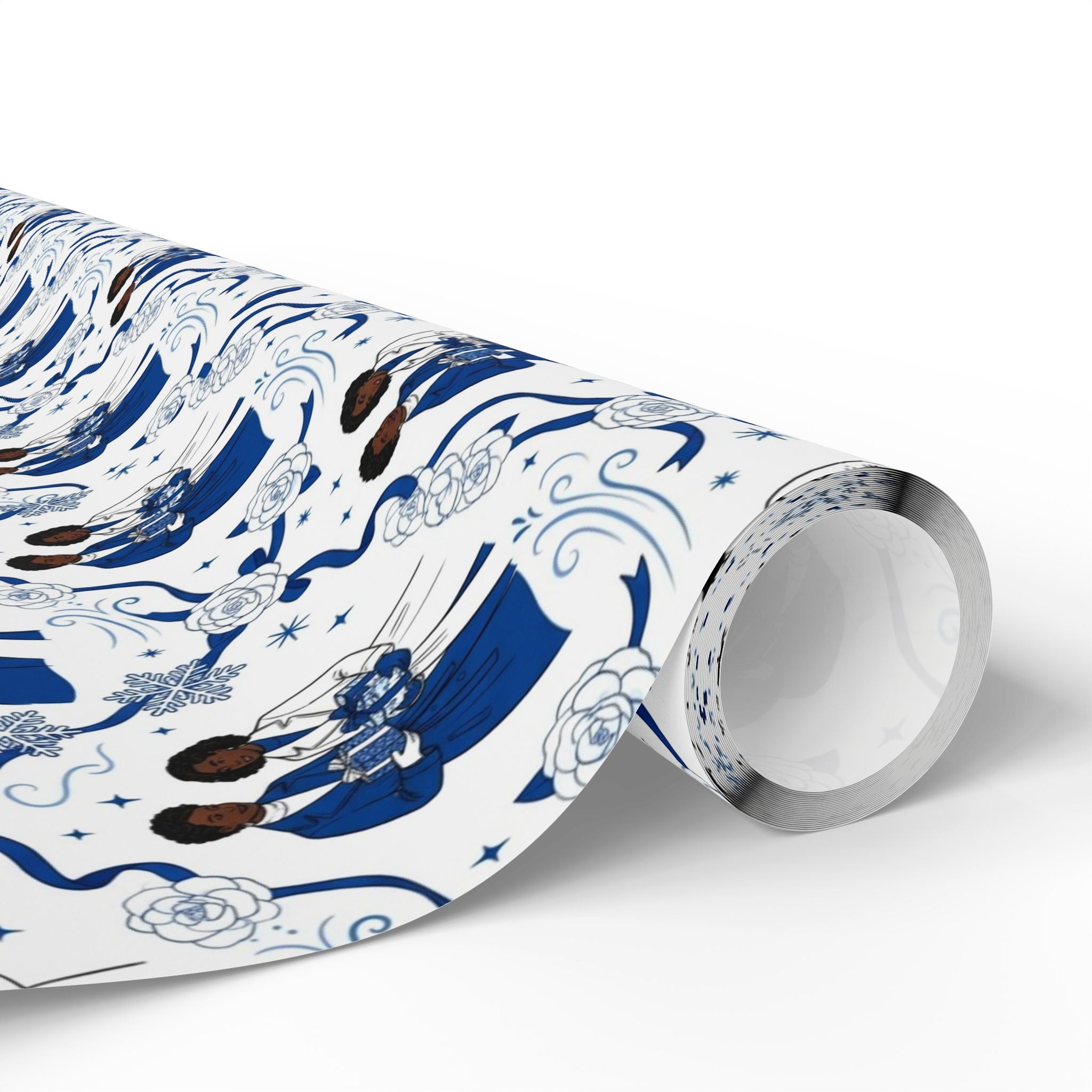 Royal Blue & White Winter Grace Gift Wrap — Family Wrap Co.