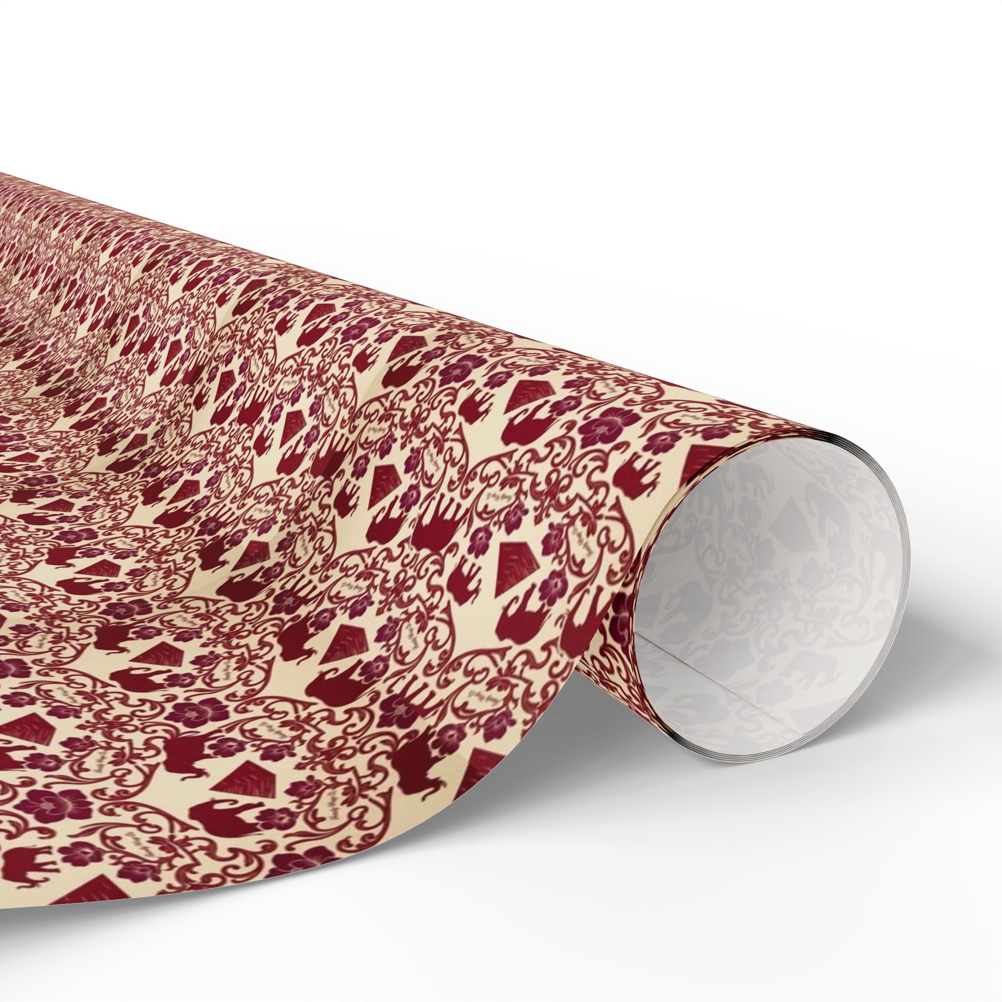 Crimson & Cream Elephant Reign -- Heritage in Bloom — African American Gift Wrap by Family Wrap Co.