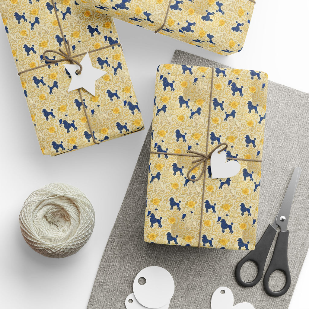 Cobalt Filigree & Poodle Garden — African American Gift Wrap by Family Wrap Co.