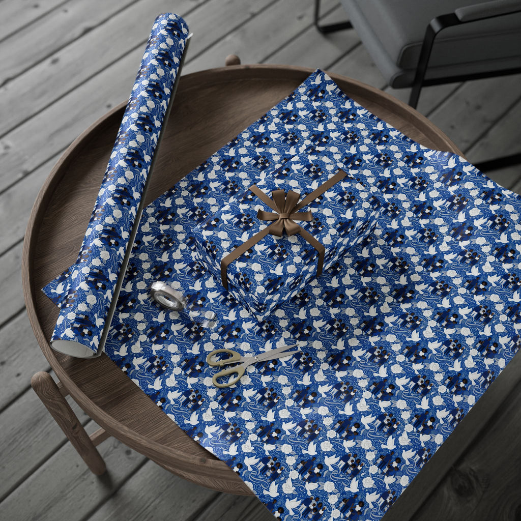 Blue & White Grace Family Collection — African American Gift Wrap by Family Wrap Co.