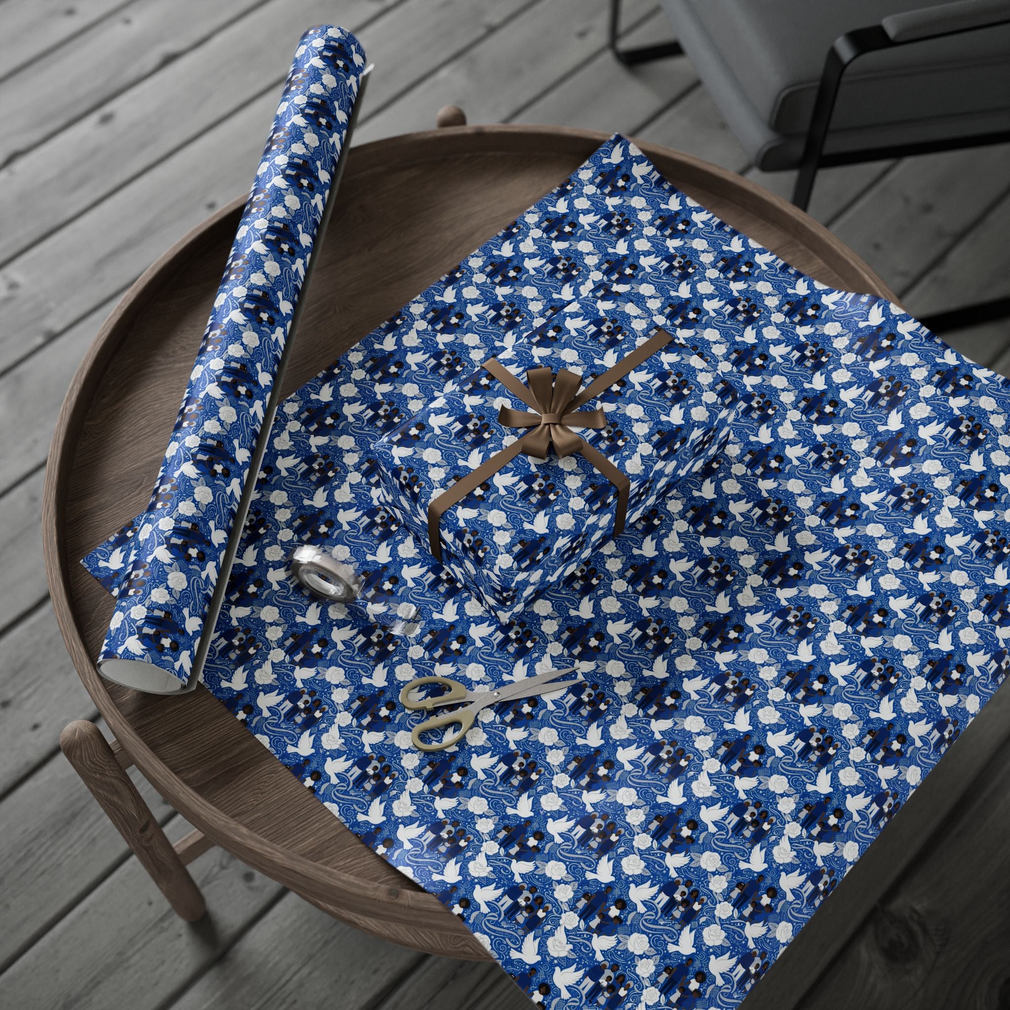 Blue & White Grace Family Collection — African American Gift Wrap by Family Wrap Co.
