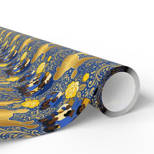 Blue & Gold Family Prestige Wrap — African American Gift Wrap by Family Wrap Co.