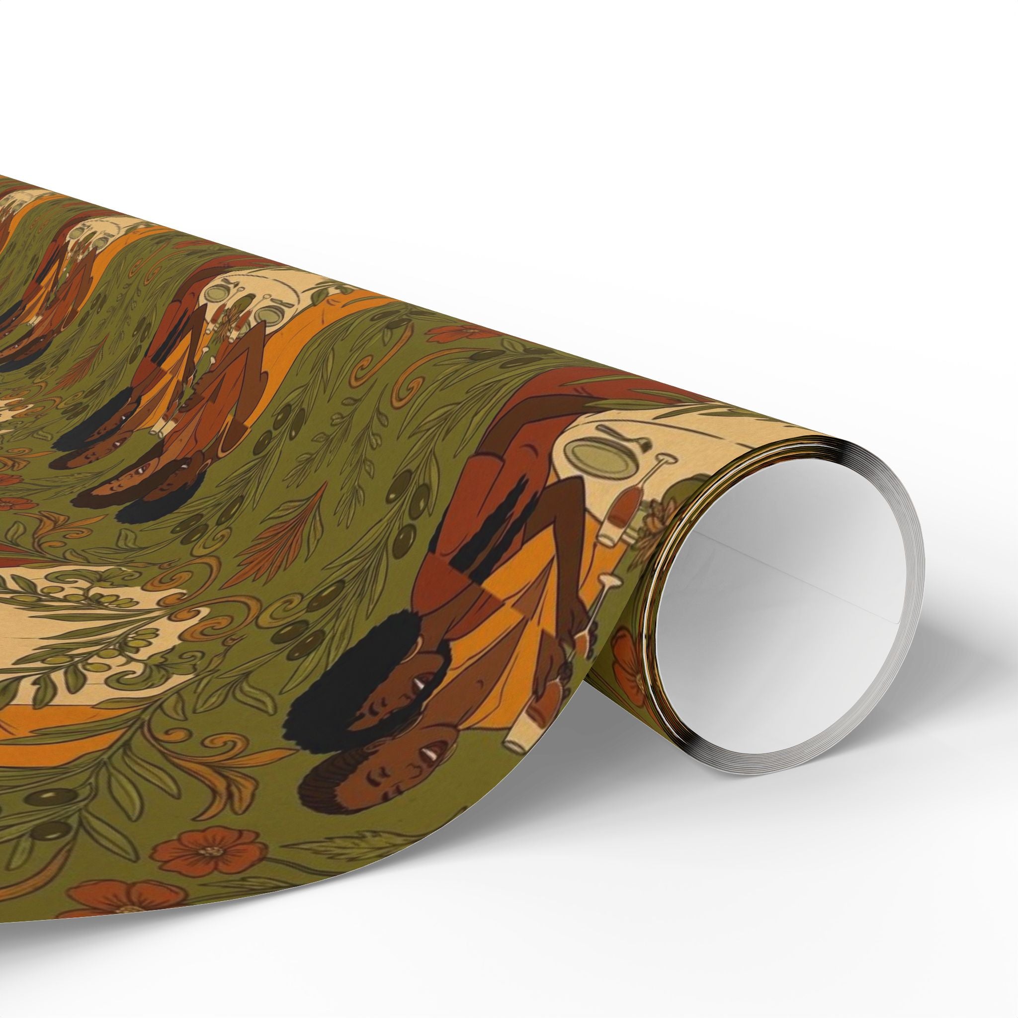 Friends Brunch Gathering — Earth Tone Elegance Wrapping Paper — Family Wrap Co.
