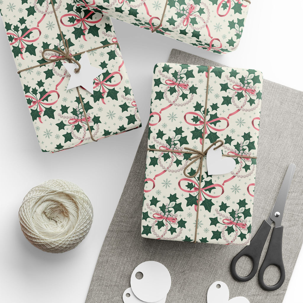 Mr. & Mrs. Claus Sweet Treats Pink & Green Holiday Wrapping Paper — Family Wrap Co.