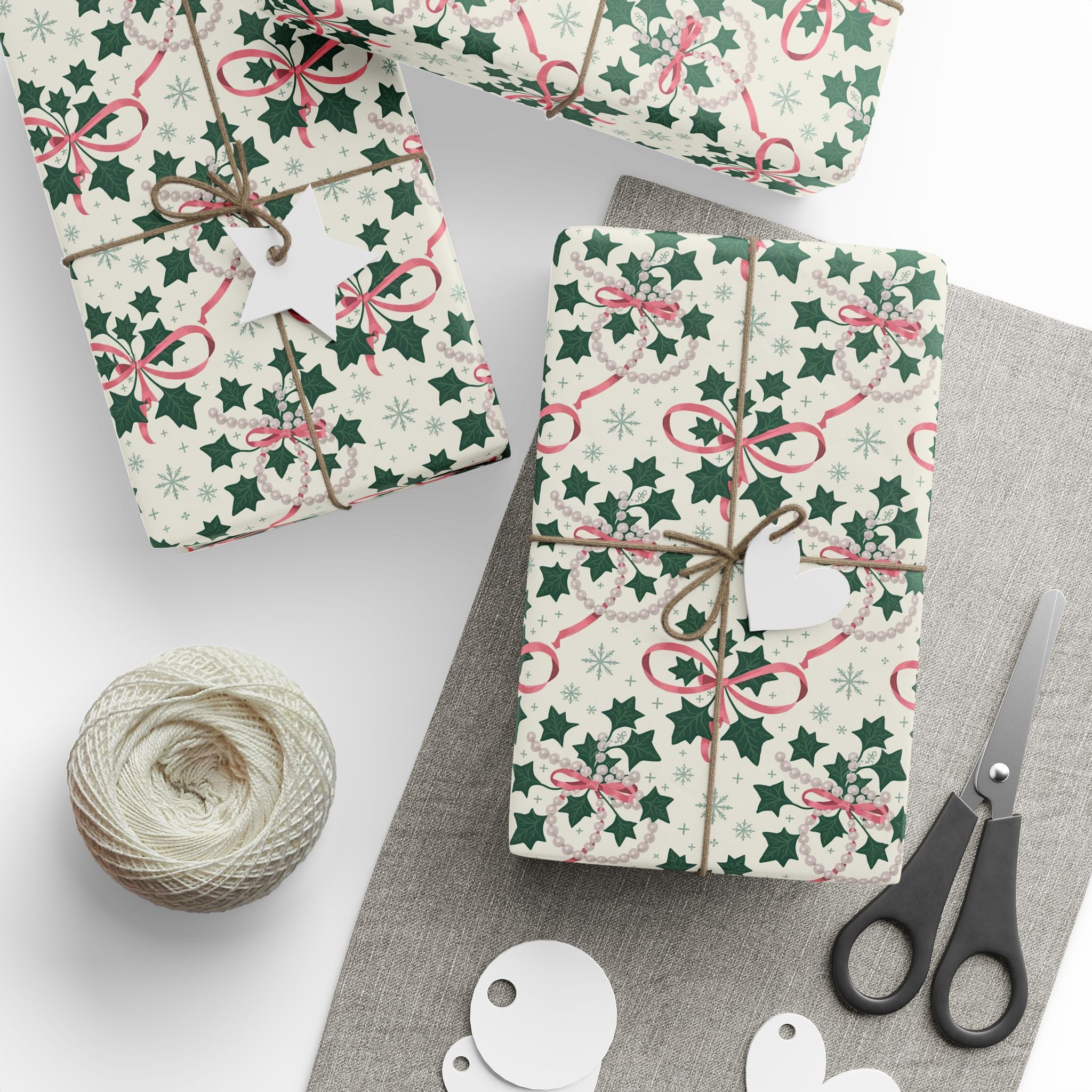 Mr. & Mrs. Claus Sweet Treats Pink & Green Holiday Wrapping Paper — Family Wrap Co.