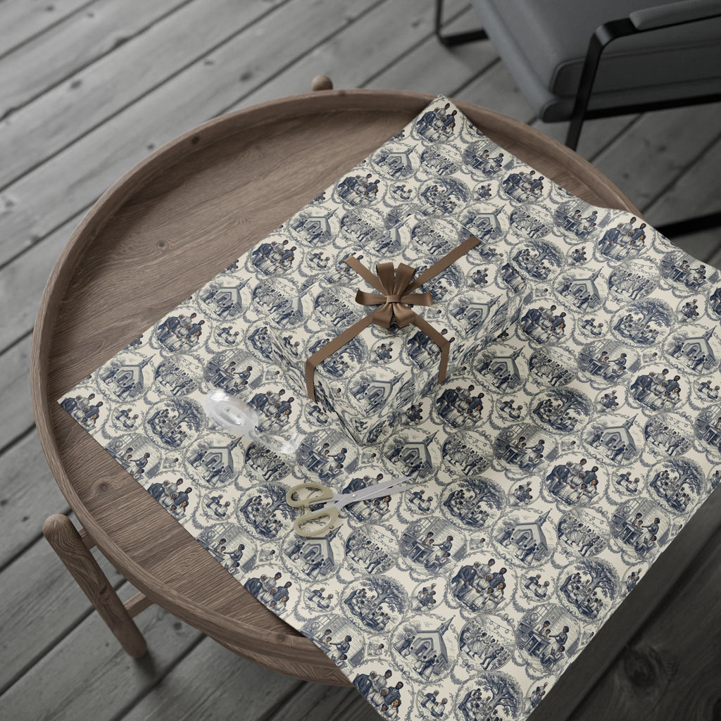 Navy & Cream Family Heritage Wrapping Paper — Family Wrap Co.