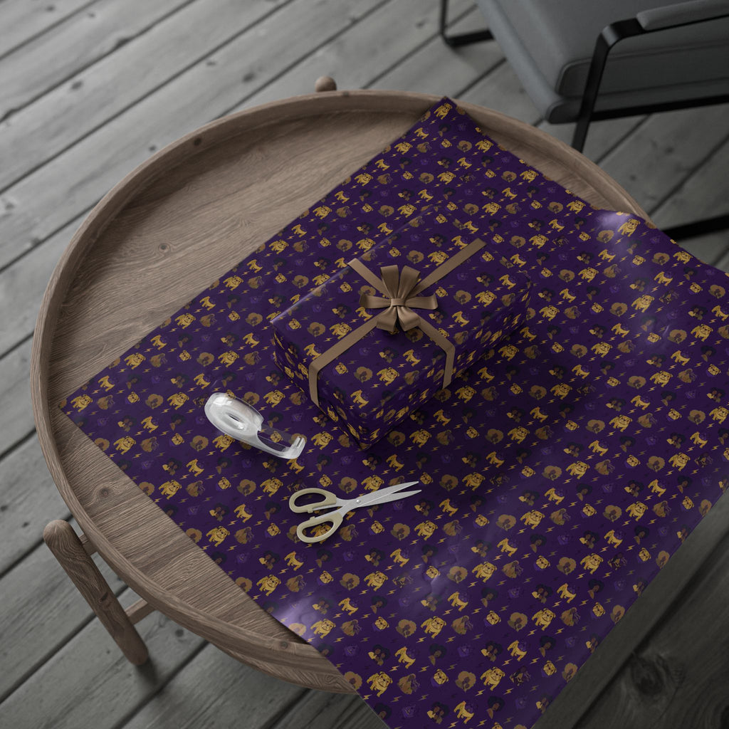 Violet Thunder & Golden Bulldog Wrapping Paper — Family Wrap Co.