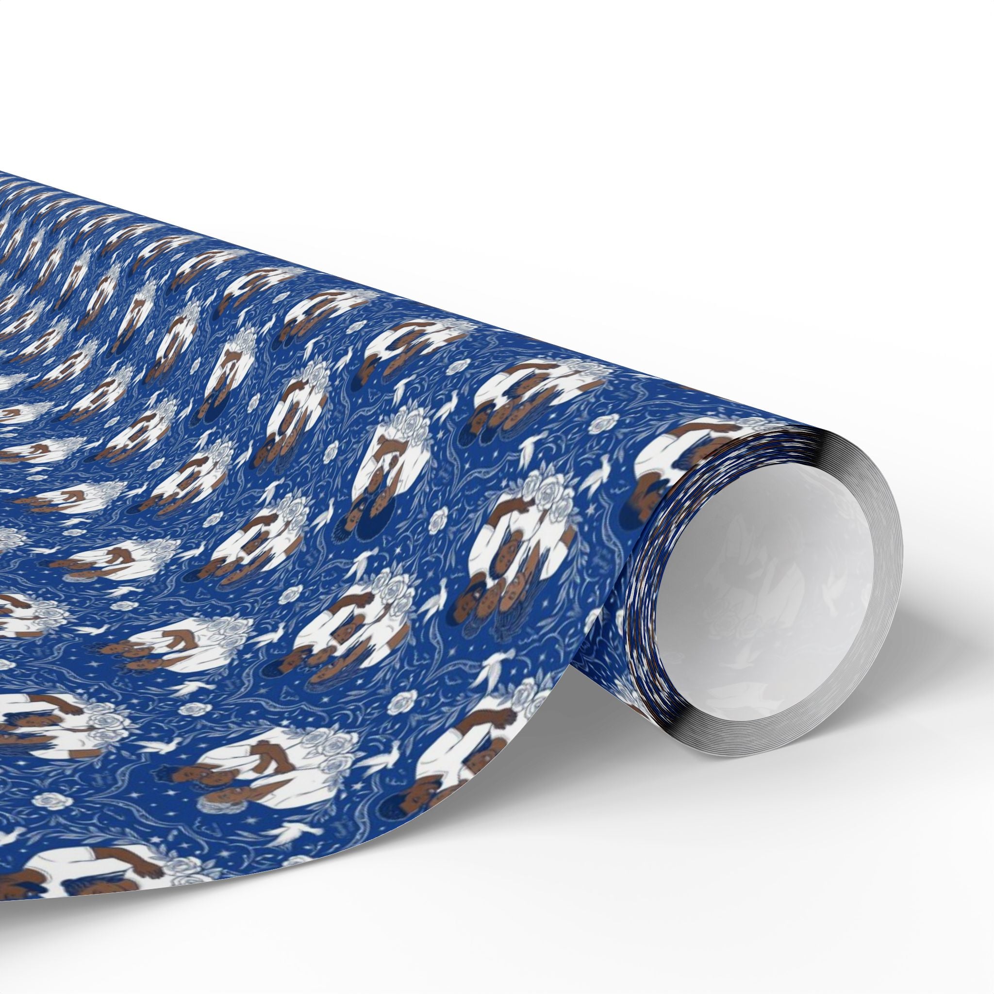 Royal Blue & White Star Rise -- Families of Light — African American Gift Wrap by Family Wrap Co.
