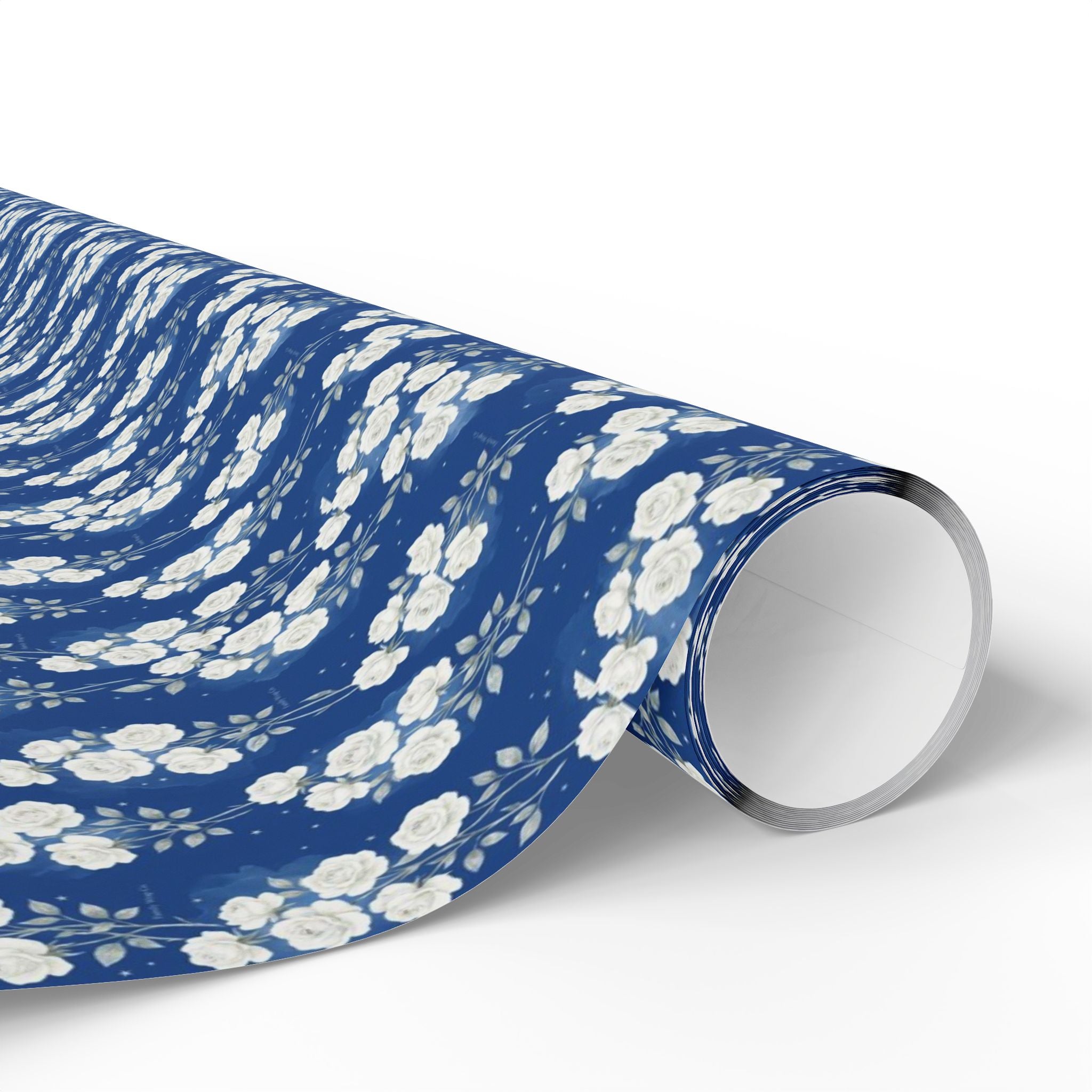 White Rose Cascade Pattern — African American Gift Wrap by Family Wrap Co.
