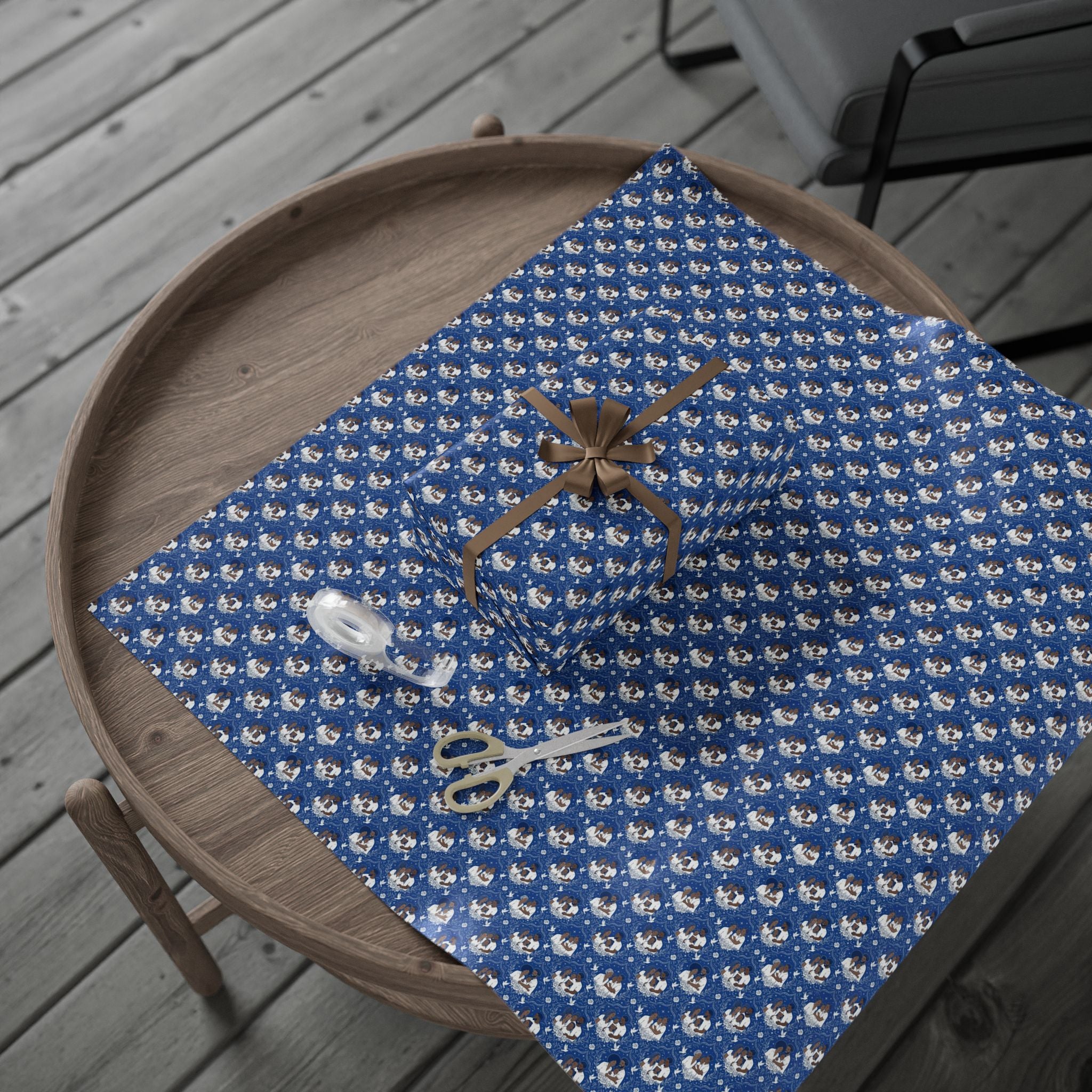 Royal Blue & White Star Rise -- Families of Light — African American Gift Wrap by Family Wrap Co.