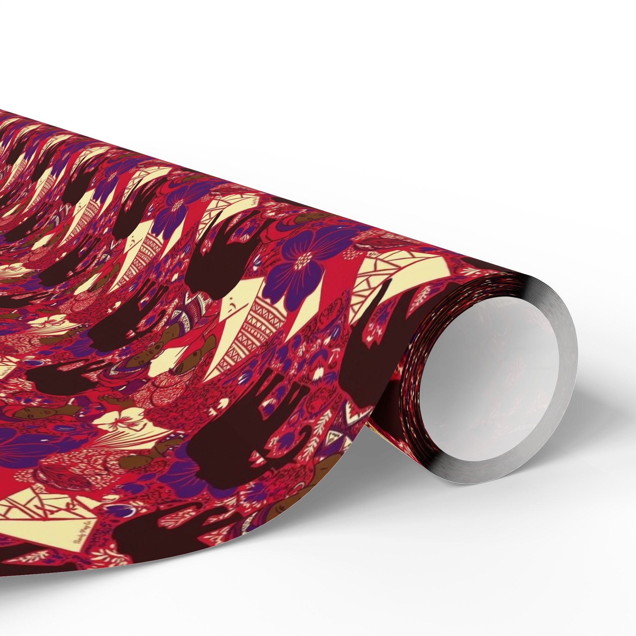 Crimson & Cream Women's Power Pattern — African American Gift Wrap by Family Wrap Co.