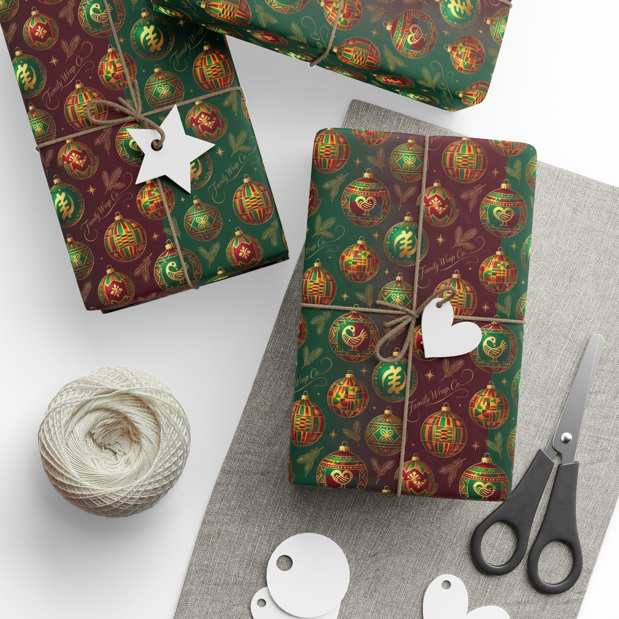 Golden Afrocentric Ornament Pattern — African American Gift Wrap by Family Wrap Co.