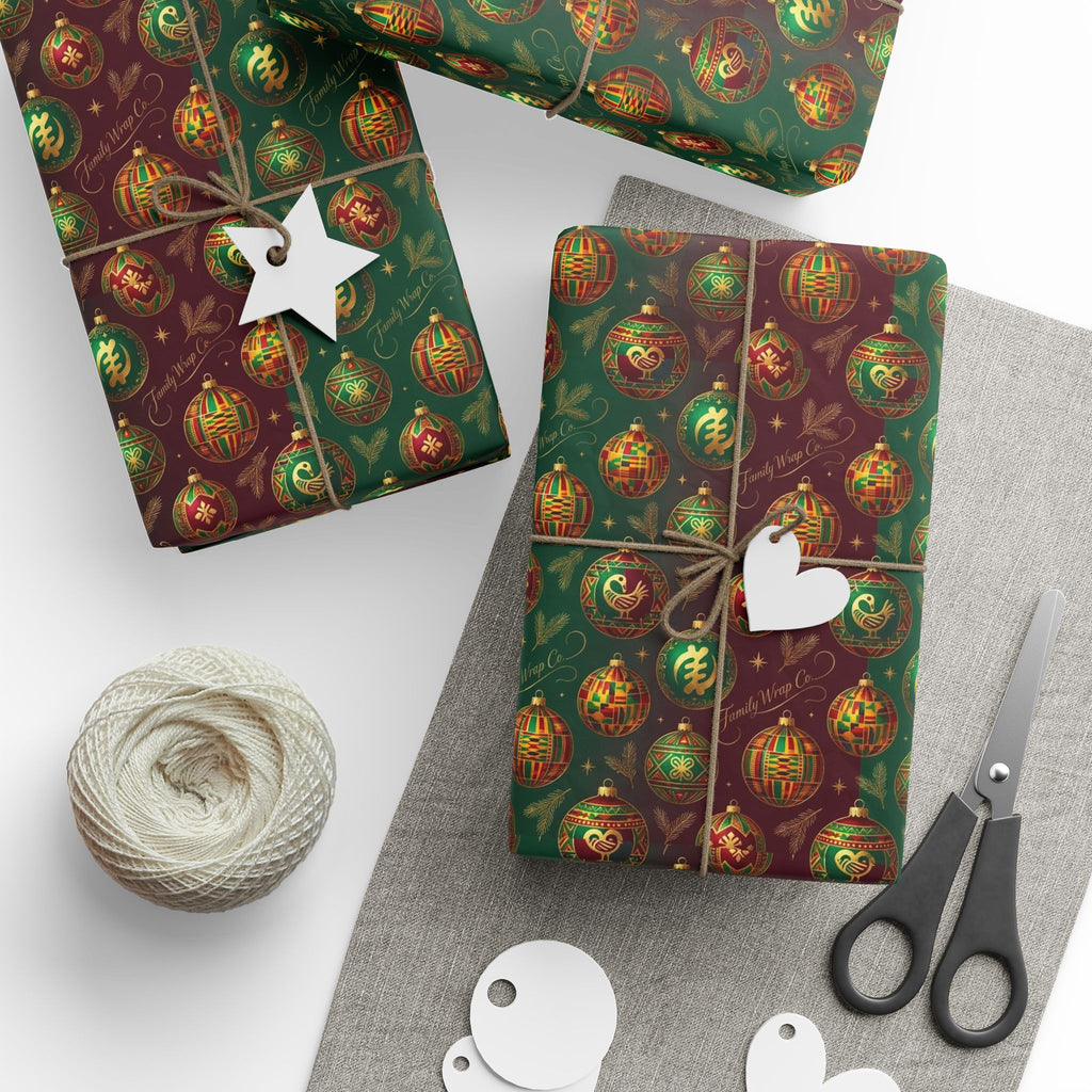 Golden Afrocentric Ornament Pattern — African American Gift Wrap by Family Wrap Co.