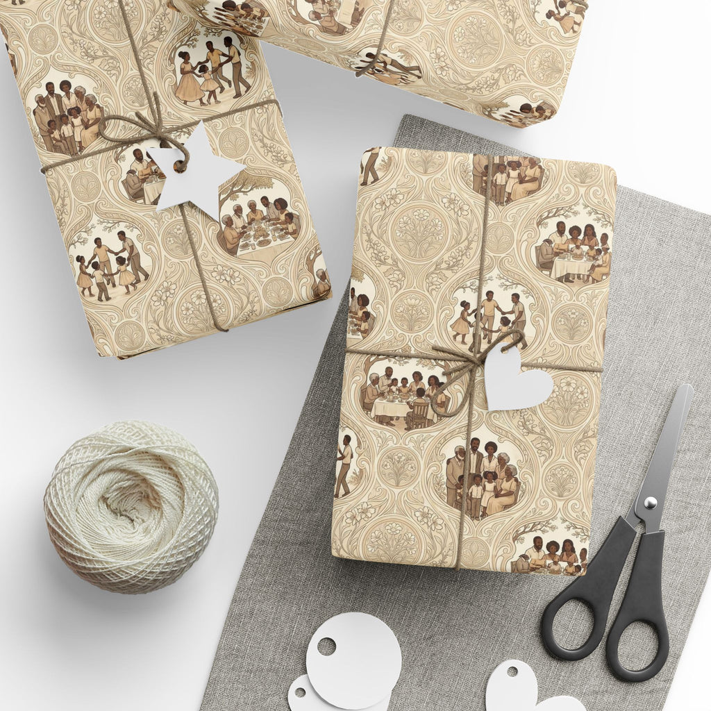 Family Reunion Celebration — Warm Neutrals Wrapping Paper — Family Wrap Co.
