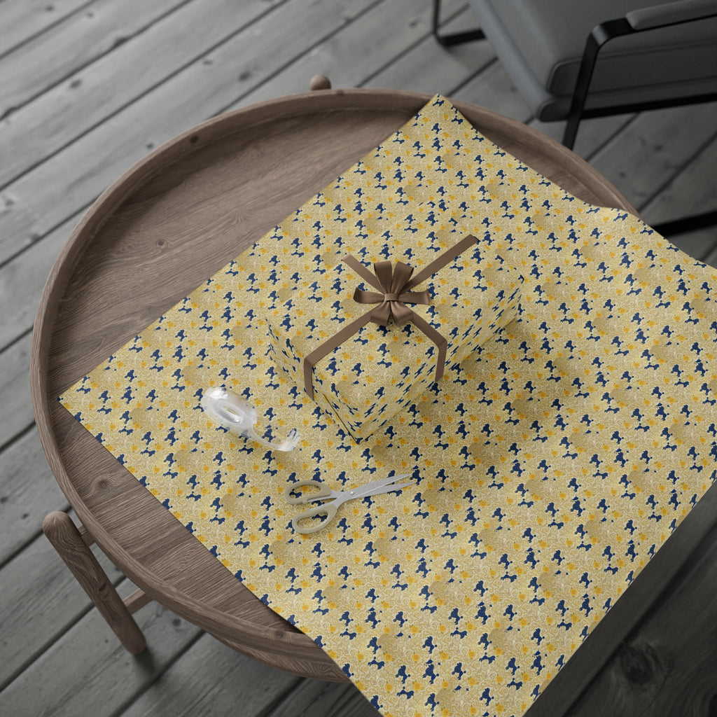 Cobalt Filigree & Poodle Garden — African American Gift Wrap by Family Wrap Co.