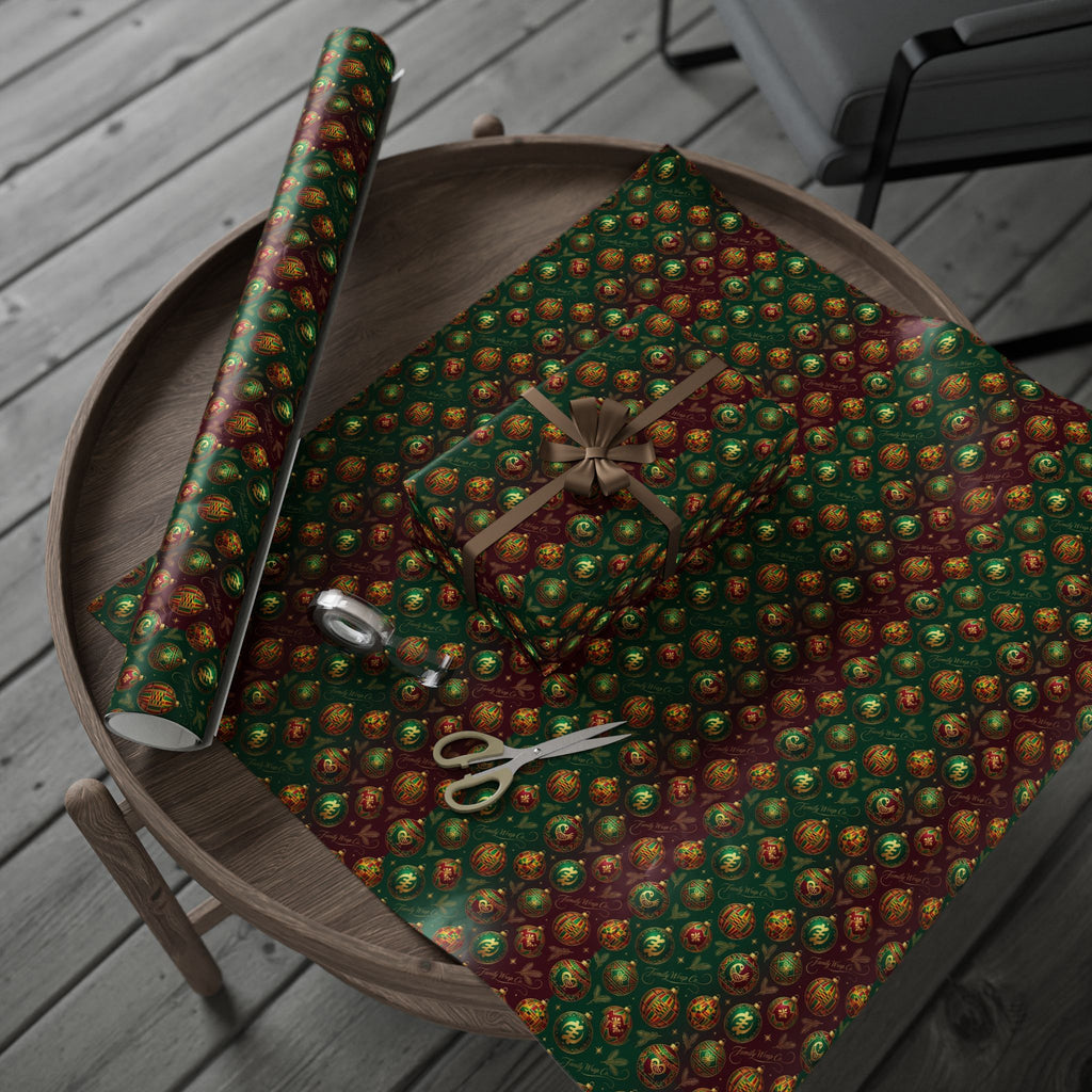 Golden Afrocentric Ornament Pattern — African American Gift Wrap by Family Wrap Co.