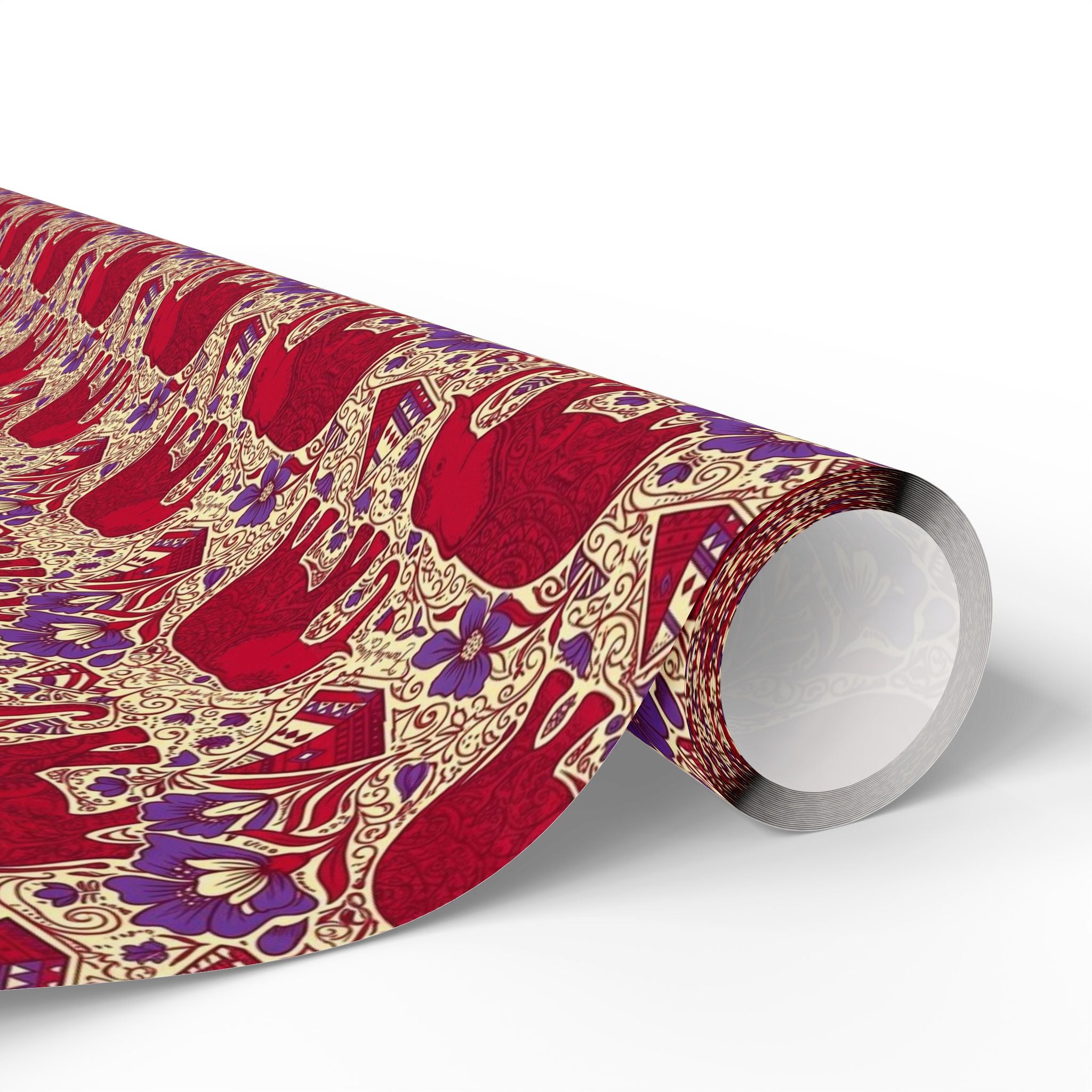 Crimson & Cream Regal Pattern — African American Gift Wrap by Family Wrap Co.